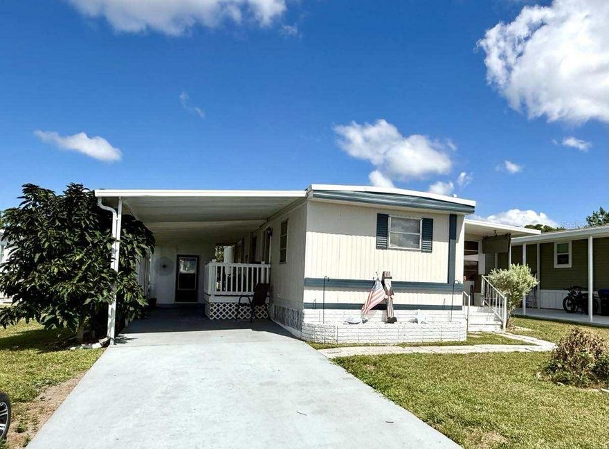 Welcome to Holiday Park, one of North Port’s most sought-after 55+ communities, where comfort, convenience, and active adult living come together. This manufactured home offers comfortable, low-maintenance living with 2 spacious bedrooms, 1 full bathroom, and a versatile flex room — perfect for a home office, craft space, guest room, additional living area, or a laundry room (already set up for that).
Step inside to a bright and inviting open layout featuring a cozy living room and an efficient kitchen with ample cabinet space. The bathroom (remodeled in 2021) is conveniently located and has been fully updated. Enjoy the convenience of single-level living, ideal for ease of mobility and comfort. All new flooring in 2025 and a new A/C in April 2025.
Outside, you'll find a private patio area perfect for relaxing or entertaining, along with a carport and storage shed for added convenience. The community itself offers a quiet, friendly atmosphere with well-kept grounds and often includes amenities like a clubhouse, planned activities, and walking paths (depending on location).The square footage shows 672 but you have over 1,000 under air.
Whether you're downsizing or just looking for a simpler lifestyle, this home is a fantastic opportunity to enjoy affordable, active adult living.
Holiday Park is a gated, deed-restricted community where the land is owned, not rented — and your low HOA fee / annual association fee of $2,340 is conveniently included in your taxes.
Residents enjoy two community pools, tennis courts, shuffleboard, bocce, a fitness center, a clubhouse, and a calendar full of social events and activities.
If you’re looking for affordable, active adult living in sunny Southwest Florida, this is the home for you. Schedule your private showing today and start enjoying the lifestyle you deserve in Holiday Park!