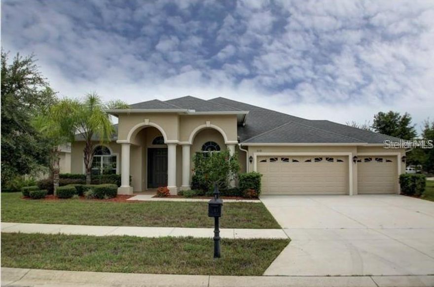 Gorgeous, gated community of Stonegate with Multi-million Aquatic & Fitness Center features Clubhouse, swimming pool, gym, playground, Fishing Pier, covered cabanas, Launch pad & dock, picnic tables, bike racks & more. All yours to use when leasing this immaculate, one level 5-bedroom 3 bathroom, 3 car garage at almost 3000 square feet heated, 3980 s.f. total. New paint inside and out except for the garage on 12/1/2025 Situated on ¼ acre corner lot with irrigation system on timer, this home is totally fenced with 2 gates. PVC Pickett fence at rear is 4’ and on the sides 6’. An over-sized screened lanai will accommodate the largest of family gatherings and has a pre-wire for gas grill.
This Boca Grande floor plan by Southern Crafted homes features a formal living room which can be used as an office & a separate dining room, both with vaulted ceilings. Large eat-in kitchen area plus bar seating, opens to the family room. Kitchen features 42” maple cabinets with crown molding & pull-out shelving, granite counter tops with tiled backsplash, Island with additional drawers & doors and closet pantry. Appliances included are Stainless Steel French door refrigerator, Bosch dishwasher, built-in microwave, gas oven and cooktop, gas water heater. Double sinks with new goose neck faucet. Crown molding & 11’ ceilings in all main living areas, plus 5 ½” base molding throughout. Laminate flooring in main living, 20” diagonal tile in all the wet areas. Carpeted Bedroom 5 features a Bay window with window seat and walk-in closet and could serve nicely as an in-law suite as full bath with walk-in shower is right outside the bedroom door. Master bedroom features 2 walk-in closets, dual vanities in bath area with built-in cabinets, jetted tub, walk-in shower and private commode. The home features the availability of in-wall pest control & security system that tenants can pay for additional service need be. Garage features automatic opener on both sides and pull-down attic staircase. This home was a Certified Florida Green Home in 2010 silver score of 153 by the Florida Green Building Coalition. 
Rent includes basic cable & internet, use of all amenities, gated entry, lawn & shrub maintenance. Rental application is $50.00 per applicant over age 18 through “Rental Decision Point”.  Small pet considered at Landlord discretion.