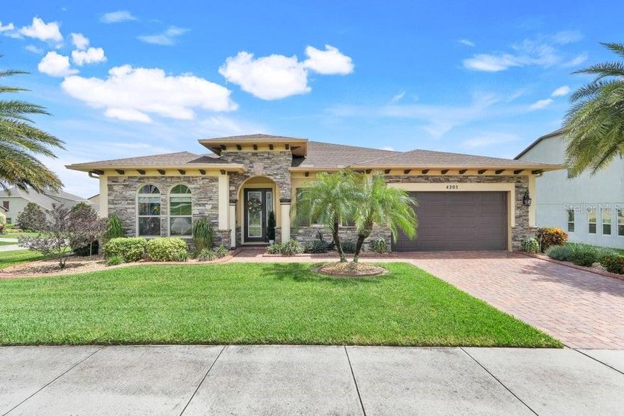 Immaculate 3BR/2.5BA ranch home on a corner lot in gated Hunter's Run! Features a fully stoned front, tray ceilings, and crown moldings throughout. Porcelain tile floors span the main living areas; bedrooms carpeted for comfort. The gourmet kitchen boasts a large quartz island, double ovens, and spacious casual dining area. Primary suite offers generous closet space and a spa-style bath. Two flex rooms have options for an office, den, or guest retreat. Additional highlights ~ helical piers foundation backed by a lifetime transferable warranty, 2017 upgraded roof w/ 50-year architectural shingles, attached 2-car garage with durable Shark coating, a whole-home water softener system, meticulous landscaping, and LED lighting throughout Minutes to shopping, dining, top-rated schools, and more!
