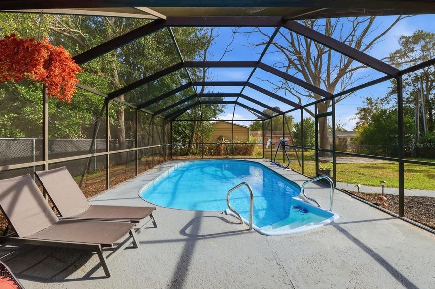 TURN-KEY POOL HOME that comes furnished...with 2 bedrooms, 2 bathrooms, a versatile Florida room, and WAIT...a HUGE 2-car garage with a convenient pull-through workshop area with tons of storage! This concrete block home has been thoughtfully updated throughout, featuring a 2022 roof, 2022 A/C & ductwork, whole-house solar (dependable electric bill), brand-new appliances, a new front door, along with updated lighting and ceiling fans. Fall in love with a freshly painted coastal interior and exterior and updated laundry room! Enjoy abundant parking options, a large fully fenced yard, and screened in lanai that is perfect for outdoor entertaining or relaxing by the pool. This prime-location property offers a flexible layout suited for a wide range of residential or business uses. Tucked away on a quiet dead-end street, yet conveniently close to shopping, dining, grocery stores, and everyday essentials. Outdoor enthusiasts will love the location—just 15–20 minutes to the Gulf in Crystal River or Rainbow Springs in Dunnellon, offering easy access to kayaking, fishing, boating, and Florida’s iconic spring-fed waters. A truly move-in-ready home that blends comfort, efficiency, and lifestyle. 
Close