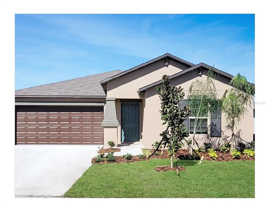 This home offers 3 bed/2 bath/2 car garage/1555 sq ft, with POND VIEW! Enjoy this split floorplan offering two bedrooms conveniently located off the large foyer, privately separated from the owner's suite. The kitchen features STAINLESS STEEL appliances, GRANITE counter tops, solid wood 42” cabinets, walk-in pantry, and island with sink, providing plenty of seating. The spacious open concept living area accents an interconnected kitchen, family room, and dinette combo, making it great for entertaining! The large owner’s suite provides an en suite bathroom with dual vanity, shower, and an expensive walk-in closet. Step out the glass sliders into the spacious backyard with a gorgeous POND VIEW. Enjoy family gatherings, beautiful sunsets, and other outdoor fun! Located in the desirable new community of North Park Isles.  This community features a resort style pool, playground, dog parks, kayak launch & sports courts. Conveniently located close to I-4, allowing easy access to Tampa, Orlando, MacDill AFB, Tampa & Orlando International Airport.