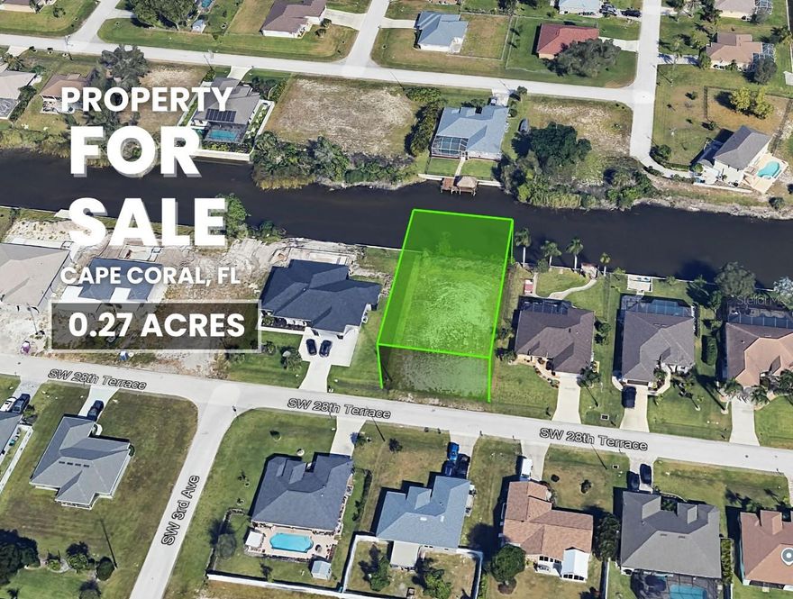 Build your dream home on this Cleared Waterfront lot in Cape Coral! Enjoy peaceful canal Views in a thriving neighborhood surrounded by new construction. With City Water, Sewer, and Electricity in place, this property is ready for your vision—whether as a Full-time Residence, Seasonal retreat, or Investment. With No mandatory Flood insurance required. Qualified buyers can own this property with as little as 20% down payment, making ownership more accessible than ever. Cape Coral is one of Florida’s fastest-growing cities, offering 400+ miles of canals, year-round boating and fishing, golf, shopping, dining, and top-rated healthcare. Just minutes from Fort Myers, Sanibel, and Captiva Islands, this community delivers both lifestyle and long-term value. Don’t miss this chance to own an affordable Waterfront property with outstanding potential!