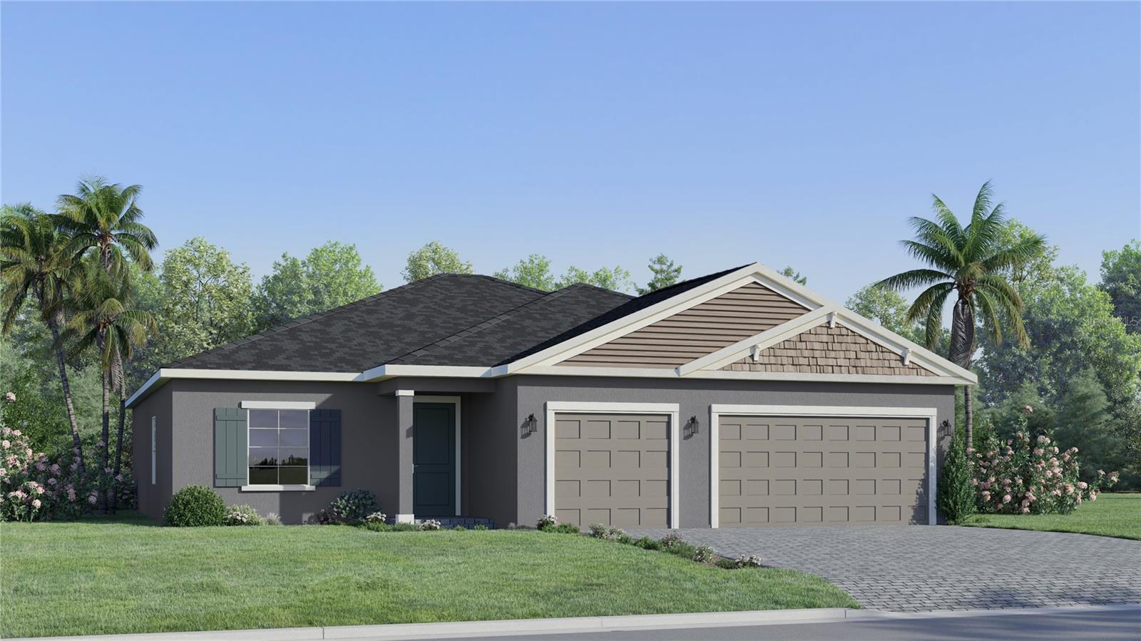 Under Construction. This new single-story home optimizes ease of living with elevated comfort. At the center of the home is a spacious open-concept living area with a large covered porch ideal for indoor-outdoor relaxation and entertainment. Framing the space are two secondary bedrooms, a tranquil owner’s suite and a flex space for versatile needs. A desirable three-car garage completes the home.