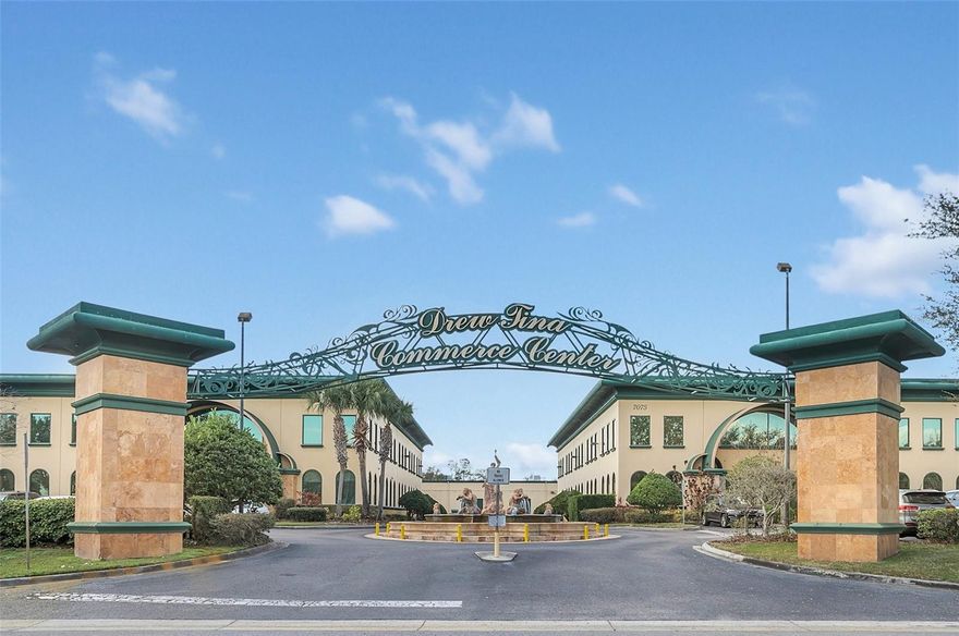 Welcome to Drewtina Commerce Center at Crownpointe Commerce Park in the heart of Orlando. Constructed in 2006, this beautifully maintained, luxurious business complex features an Italian-travertine façade, oversized windows, ample parking, and spacious load/unload dock areas. This condo unit, Suite 12, offers fully air-conditioned 6871 sq ft of open-concept office space with a cafeteria, bar area, conference room, three bathrooms, ten large offices with all high-end glass walls/doors, and two front doors entrances. Alternatively, this flex space can be used as a 5000+ square feet air-conditioned warehouse boasting a 26-24ft-high sloping ceiling. The dock-high bay door in the back of the building can easily park, load, and unload eighteen-wheelers. All furniture is included. This is a great investment opportunity for investors and end-users, ready for your business to move in.