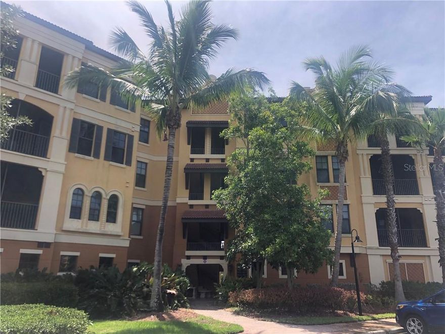 ANNUAL RENTAL - UNFURNISHED - SPACIOUS, 3-bedroom, 2 bath condo with private garage; overlooking tranquil lakes accented with lush tropical landscaping, this fourth-floor unit is the perfect getaway. Featuring high volume ceilings, 20-inch Italian tile, rich wood cabinetry, granite countertops and stainless-steel appliances. Spoil yourself in the master bath featuring a separate soaking tub and elegant clear glass Roman shower complimented with walls of beautiful accent tile. The oversized lanai is the perfect early morning setting with panoramic vistas or as a beautiful evening backdrop when entertaining guests in the living room area. Within this gated lake front community are 6 private tennis courts and a grand clubhouse featuring billiards, a large community pool area, with 2 pools, spa and fitness center. SMALL PETS CONSIDERED!