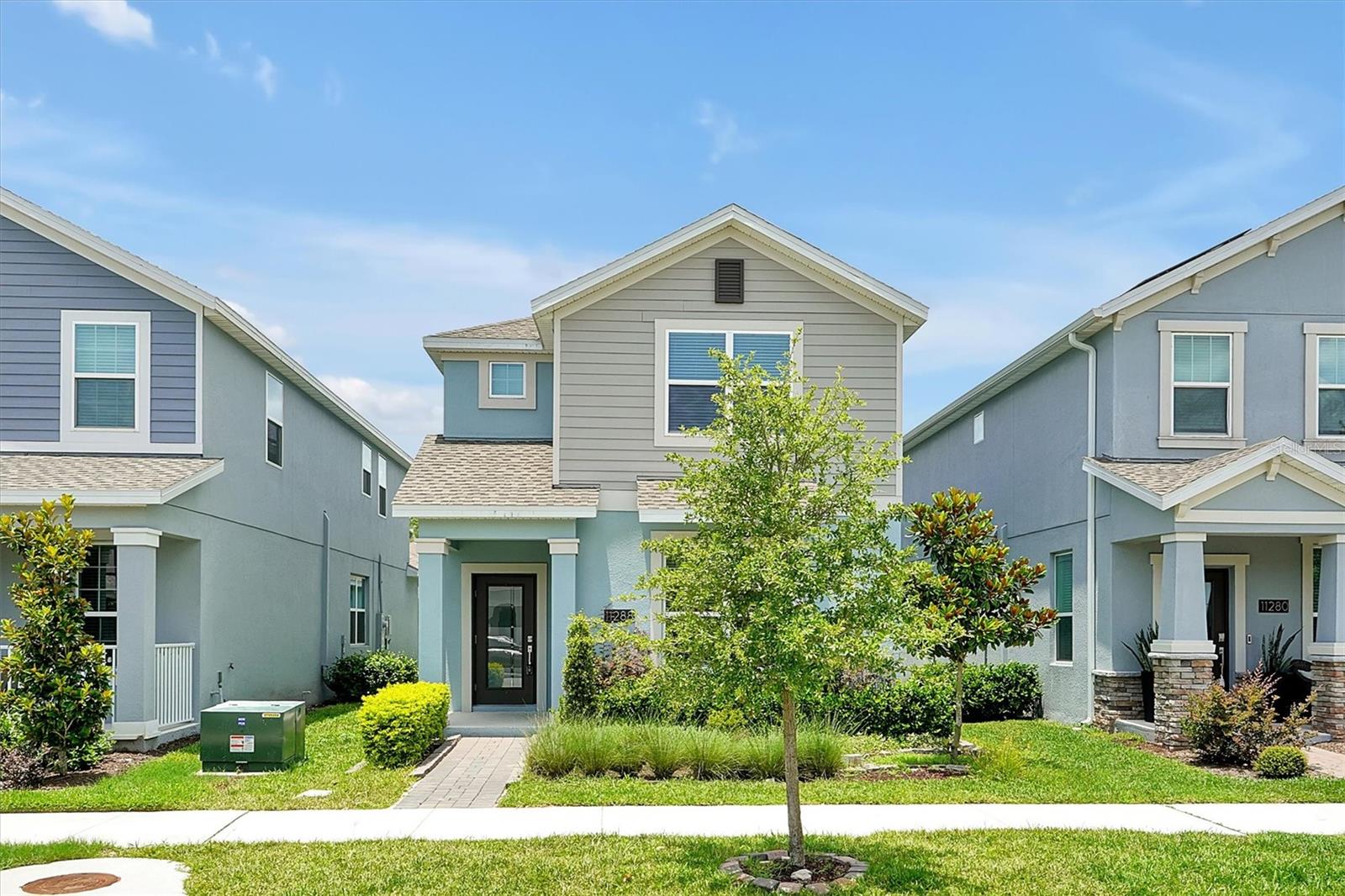 Move-in Ready! Built in 2023, like a new home with excellent maintenance. SPACIOUS House located in Storey Park Community in Lake Nona Area. HOA includes Internet/Cable, and TWO clubs amenities access. A rated schools. 4 bedrooms + Loft upstairs + 3.5 bathrooms + 2 car garage with a long driveway for additional multiple parkings! ALL appliance included. TWO MAIN OWNER SUITES. Upgraded kitchen package and front garden. 1st Master bedroom downstairs with walk-in closet, garden tub, separated shower, dual sink. 2nd Master bed room upstairs. Loft upstairs for entertainment/office/study multiple purpose. Jack and Jill bedrooms upstairs. Home featuring with Amazon Smart Home System, energy-efficient solar system to save your energy bills. Amazing community with incredible amenities such as TWO clubhouse, resort pool, lap pool, splash pad, a Jacuzzi spa, a state of the art fitness center, a food pavilion, tennis court, a big playing field for football or soccer games, walking trails, dog park, camp site and our own town center and so much more. Very easy access to Lake Nona Medical Center, Orlando downtown, Orlando International Airport, all of the famous attractions, only few minute to SR417,SR528. Schedule a showing Today!