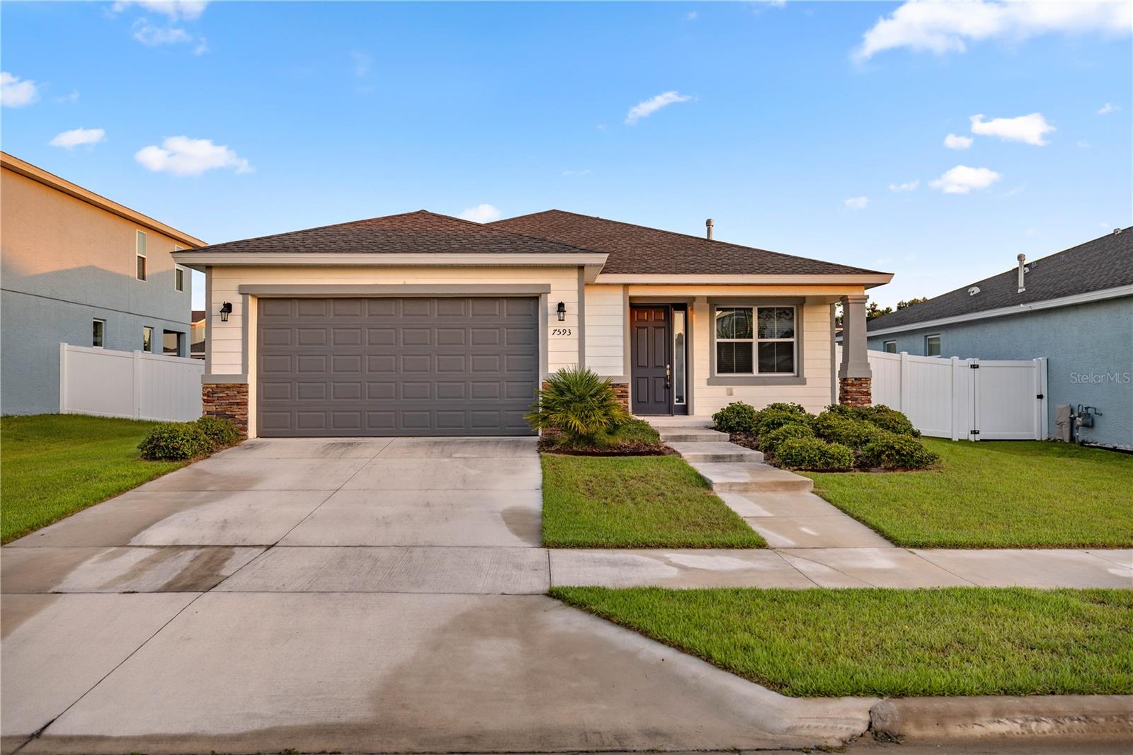 Move-In Ready Currant Model in Calesa Township! This beautiful 3-bedroom, 2-bathroom home offers a spacious split floor plan with a versatile bonus room and abundant kitchen. Featuring tile floors throughout the main living areas, soaring 9’4” ceilings, shaker-style cabinetry, and quartz countertops, every detail has been designed with style and function in mind. Enjoy both a welcoming front porch and a relaxing back lanai overlooking the fully fenced backyard with a 6’ vinyl privacy fence—perfect for outdoor living. Living in Calesa Township means more than just a home—it’s a lifestyle. The community features miles of walking trails, an on-site K–8 charter school, the FAST aquatic and training facility, and exciting upcoming amenities including The NEST entertainment hub and The Oasis amenity center. Don’t miss your chance to own this move-in ready home in one of Ocala’s most desirable master-planned communities!