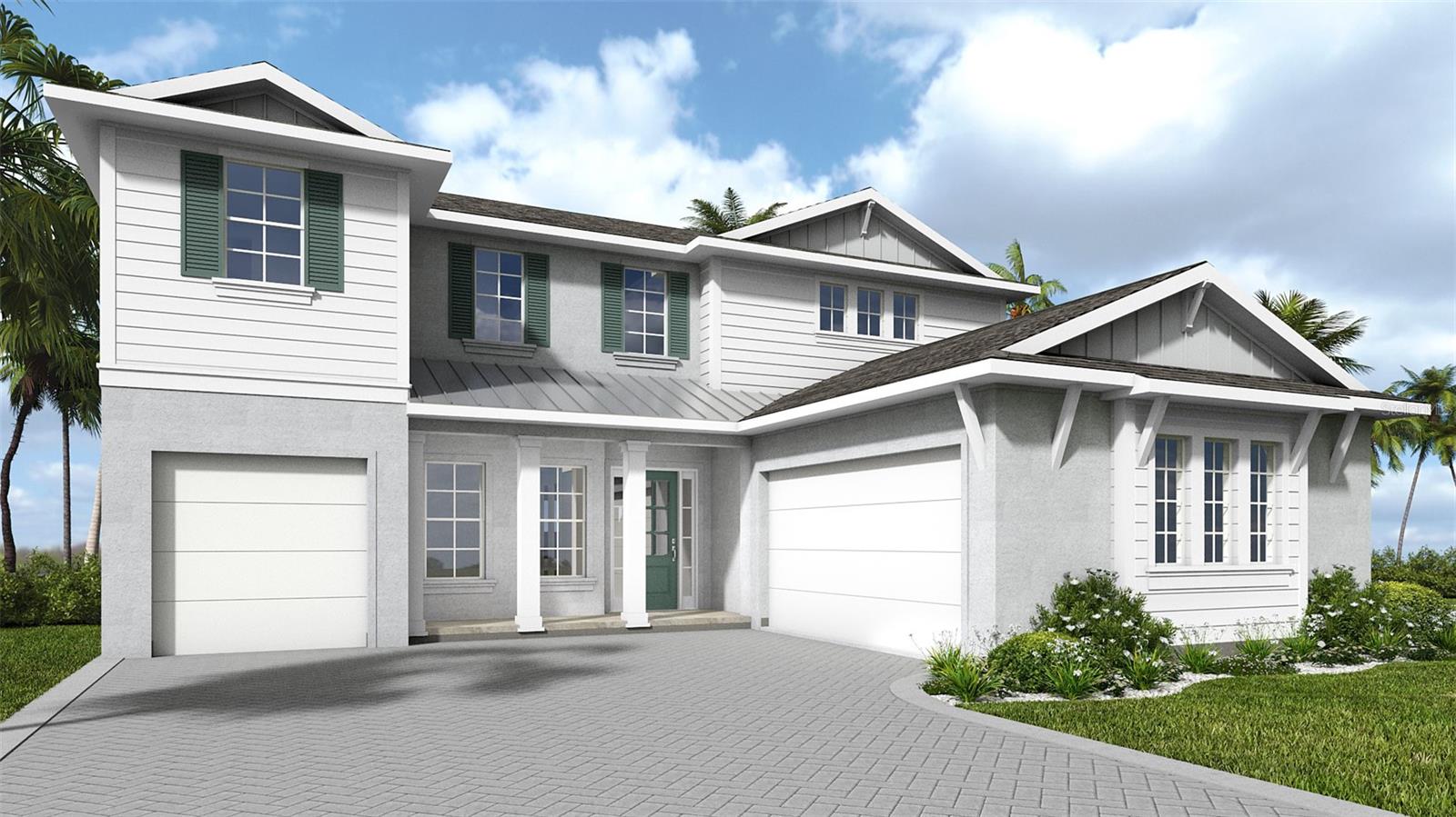 Under Construction. Step off the front porch and into the welcoming two-story entryway. French doors enclose the secluded home office that overlooks onto the porch. Adjacent to the office is a private guest suite with full bathroom and walk-in closet. As you stroll past the staircase you enter into the large family room with ample natural light from the sliding glass door. Connecting to the space is the kitchen with an island that has built-in seating, 5-burner gas cooktop and a generous walk-in pantry. The dining area is embraced by a corner of windows and allows access to the backyard covered lanai. The primary bedroom is located off the family room and boasts a wall of windows. Double doors lead into the primary bathroom with dual sinks, a freestanding tub, glass enclosed shower, two walk-in closets, and dual access to the laundry room. Upstairs you are greeted by a large game room. Two secondary bedrooms featuring a Hollywood bathroom complete the second level. Home has three-car split garage.
