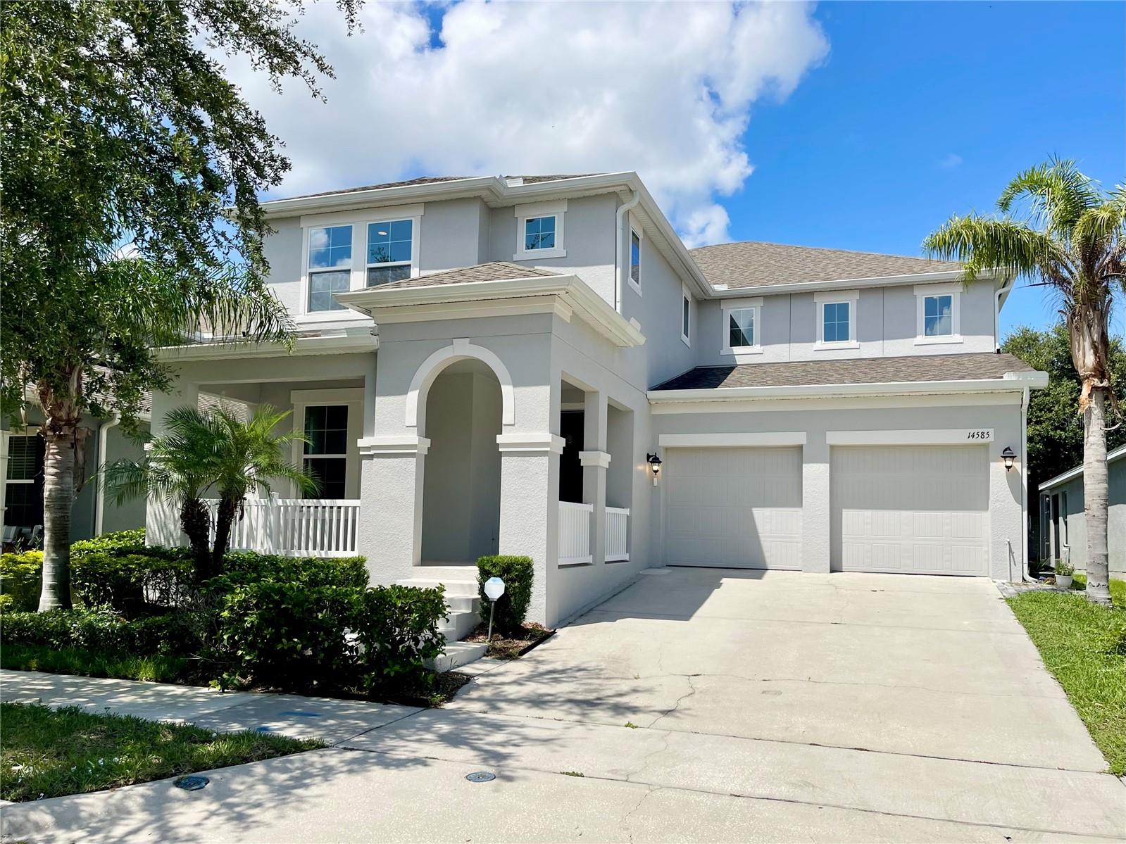 Step inside this stunningly updated 5-bedroom, 3.5-bath residence in the highly desired Orchard Hills community, offering nearly 4,000 sq. ft. of bright and open living space. The heart of the home is the gourmet kitchen, complete with a large center island, stainless steel appliances, 42” cabinets, walk-in pantry, and a built-in desk with cabinetry—perfect for everyday living and entertaining. The thoughtful floor plan includes two bedrooms on the main level, while upstairs you’ll find the spacious primary suite with dual walk-in closets, two additional bedrooms with a Jack-and-Jill bath, a half bath, and convenient laundry room with utility sink. This home has some areas beautifully refreshed with luxury vinyl flooring (2024), freshly painted interior and exterior (2025), and an epoxy-coated garage floor. Outdoor living is made effortless with an extended screen-enclosed lanai, summer pre plumbing, and low-maintenance turf backyard (2022)—ideal for relaxing, entertaining, or simply enjoying your morning coffee. Other highlights include a drop station off the garage, a whole-home water softener/filtration system, and abundant storage throughout. Orchard Hills offers true resort-style living, with lawn care included plus access to a resort style sparkling pool, clubhouse, fitness center, playgrounds, dog park, and vibrant neighborhood events year-round. From your own home, you can even catch Disney fireworks and rocket launches in the distance! Zoned for top A-rated schools and just minutes from Publix, Winter Garden Village, Hamlin Town Center, Stoneybrook West Golf Club, West Orange County Club, dining, and major highways 429, 535, this home blends elegance, convenience, and lifestyle in one exceptional package. This is a home you won’t want to miss!