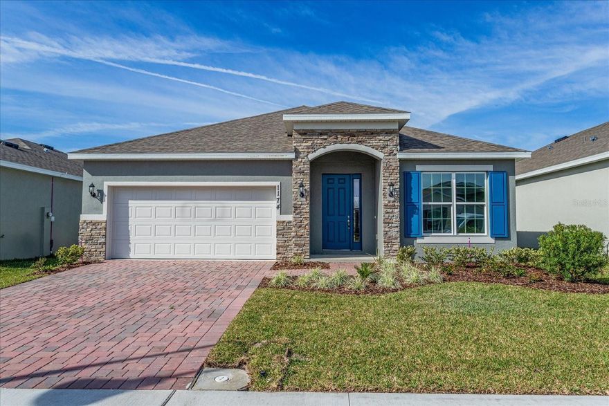 Sample Image!!! The Poinciana floorplan offers a well-designed, one-story layout that includes 4 bedrooms and 2 bathrooms, complete with a spacious two-car garage. This home is centered around a sizable great room, which seamlessly connects to the open kitchen and cozy café area, making it ideal for family gatherings and entertaining. The owner's suite, located at the back for added privacy, includes a walk-in closet and an en-suite bathroom. Three additional bedrooms are thoughtfully arranged to provide flexibility for family, guests, or a home office. A covered patio extends your living space outdoors, perfect for relaxation or dining al fresco. The Poinciana floorplan is designed for those seeking both functionality and comfort in a beautiful, single-story home