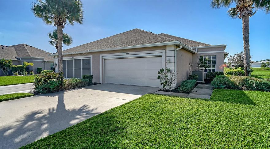 Located in the secure, private gated community of Sabal Trace, this wonderful villa offers many upgrades!!!! THIS IS THE ONE YOU HAVE BEEN WAITING FOR! 3/2 or 2/2 with Study/Den. Freshly Painted, New Carpet, New GE Stainless Steel Kitchen Appliances, and New Maytag Washer & Dryer. This home is move in ready and awaiting your final touches to make it your very own. New AC in May 2024 and Roof October 2020.The generous primary suite features a walk-in closet, a well-appointed 4-piece ensuite, and its own private walk-out to the lanai. This home features a split floor plan offering privacy for guests and an open Concept kitchen overlooking the dining and living room areas. If that wasn't enough, the Villas at Sabal Trace come with low HOA, NO CDD fees, no age restrictions, and Flood Zone X (flood insurance NOT mandatory). Enjoy true maintenance-free living with lawn maintenance and cable TV included. This amazing community includes access to a heated community pool, fitness center, social activities, and a clubhouse with a kitchenette all just a short walk to your home!!! Just minutes from I-75, shopping, dining, the North Port Aquatic Park, golf courses, fishing, and popular attractions like Downtown Wellen Park, the Atlanta Braves Stadium, and amazing Gulf Beaches.