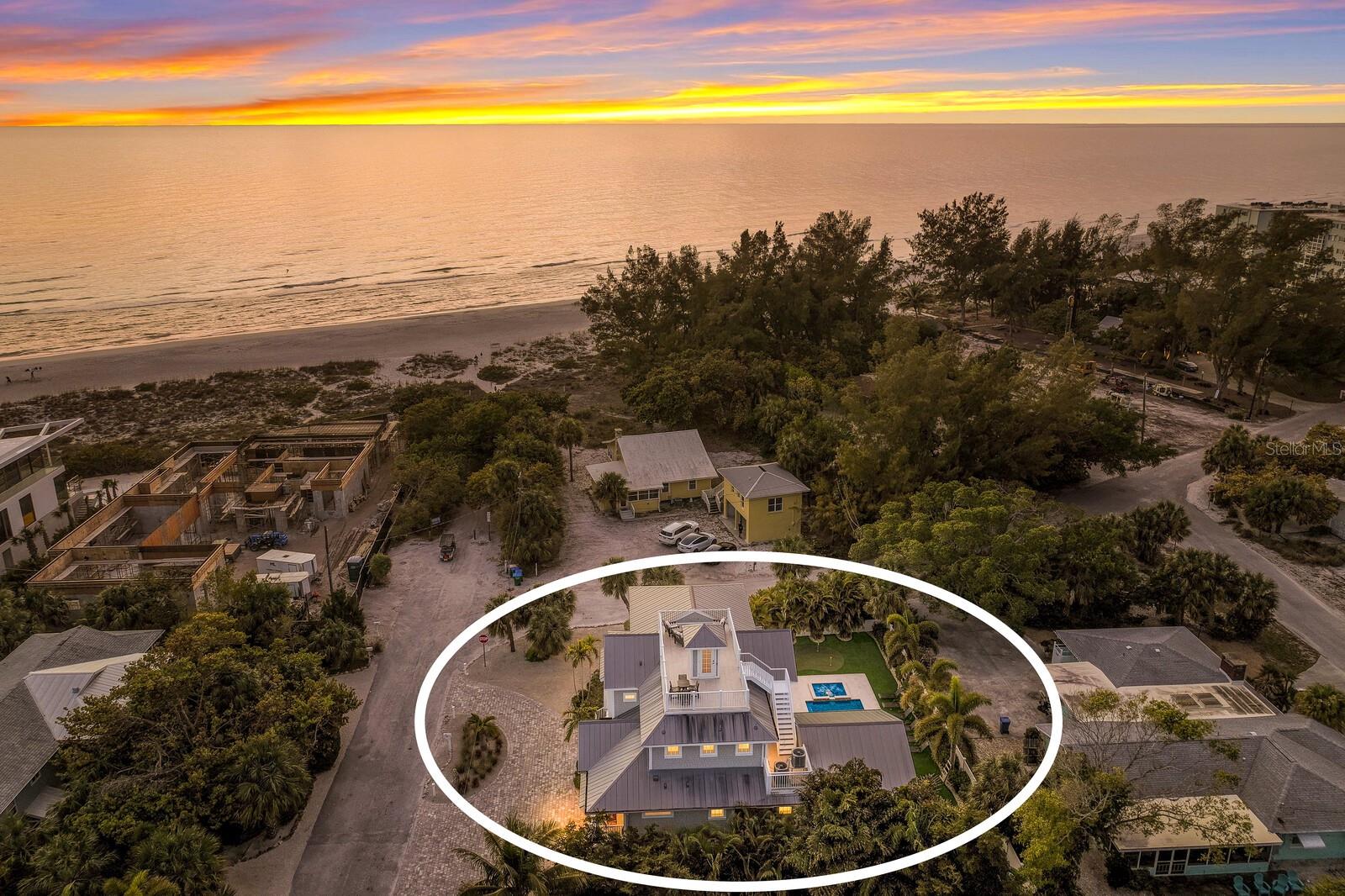 LUXURY at its finest on Anna Maria Island! This custom built, ELEVATED stunning home encompasses the true word “custom” – from the wrap around porches, to the gorgeous wood work, to the impressive light fixtures – even the elevator takes you from level 1 all the way up to the roof top deck (level 6)! GULF VIEWS for days – need I say more! 112 50th St is one of the best properties on Anna Maria Island enduring NO DAMAGE from Hurricanes Helene or Milton!
This stellar home offers 4BD/4.5BA along with an additional bonus room w/ en suite bathroom (5th BA) to make an office, game room, additional guest suite and/or exercise room – whatever you decide there is plenty of space! PLUS a family room on the third level with the 3 additional bedrooms – a cozy place to watch a movie after a great day at the beach!
Sitting on a large corner lot and on a quiet street, this dazzling home is just 25 steps to the beach - YES 25 steps to the gulf beaches! Not in the mood to get your toes sandy, no problem! You can take it the beautiful gulf views and sunsets from multiple rooms inside the home, covered porches off of each bedroom, the wrap around front porch, OR the fabulous roof top deck! There is nothing like ending the day with your favorite beverage while watching those splendid AMI sunsets.
The primary suite is something to talk about all on a floor of its own! The custom wood work is a site to see, private covered porch to enjoy your morning coffee and lovely water views, extra-large walk-in closet and a ton of room – enough to have a sitting area to watch your favorite show in private! The exceptional en-suite primary bathroom offers dual vanities, stone counters, fabulous walk in shower, water closet, and a soaking tub where you can relax and see those gulf beach views too!
After a fun day at the beach, embrace the Florida lifestyle in your own backyard oasis! The grand, salt water pool and spa are heated by natural gas, a covered patio to enjoy your fresh catch of the day, putt putt golf area for entertainment, and all surrounded with the low maintenance turf. What more could you want?
Additional offers on this one of a kind home includes 2 car garage w/ golf cart parking, huge storage for your beach toys, top of the line stainless steel appliances/wine fridge, natural gas fireplace, open concept on second level with living room, dining room and kitchen – great place to entertain, mud room, and an outstanding roof top deck with large stairs or elevator access! This piece of paradise is sold turnkey furnished and is zoned for weekly rentals too. There is nothing more you could ask for – just pack your bags! Schedule your private showing today and make this your island dream home!