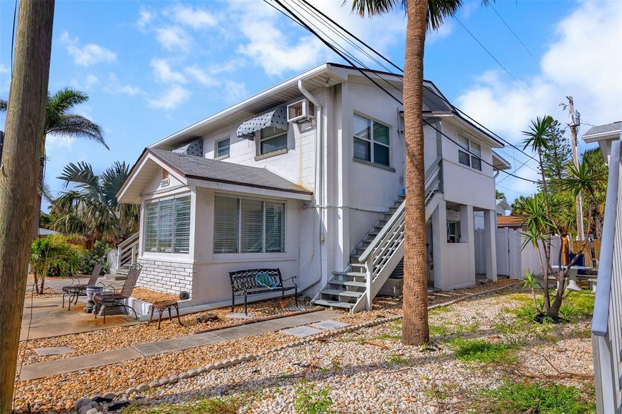 Seller is offering $25,000, which may be provided as a check at closing or applied toward the buyer’s closing costs, at the buyer’s discretion. Exceptional investment opportunity in St. Pete Beach. Renovations to the two first-floor apartments have been completed and inspected by the City of St. Pete Beach, including new bathrooms, cabinets, two new electrical panels, complete rewiring, all-new outlets, new appliances, and more. All work has been performed and guaranteed by licensed contractors. The owner is willing to assist with buyer closing costs. Located in one of the nation’s most celebrated beach destinations—renowned for its soft, powdery sand and serene, crystal-clear waters—this exceptional, fully furnished, multi-unit property presents a rare investment opportunity with both immediate income and long-term value. This well-maintained fourplex features four distinct units within a single, solid-block building, offering significant savings on insurance costs. Each apartment has its own electric meter, ensuring tenant autonomy and simplifying property management. The sprinkler system is fully operational, reflecting the high maintenance standards upheld by the current owners, who have resided on-site for many years. The property includes three 1-bedroom, 1-bathroom units—two currently rented short-term and one occupied by a long-term tenant for over 10 years—and one 2-bedroom, 1-bathroom unit currently used as the owner’s private residence. Average rental income is approximately $1,800 month for a 1-bedroom and $2,400 for a 2-bedroom. There is also potential for a fifth apartment in the garage, which already has two drains in place for a bathroom and kitchen, offering an additional revenue stream. This is a turnkey investment in a premier St. Pete Beach location, ideal for capitalizing on one of Florida’s most sought-after coastal markets. Don’t miss this chance to acquire a high-quality, income-generating property in a prime beachside setting. The seller is motivated and open to working with serious buyers to ensure a smooth and successful transaction.