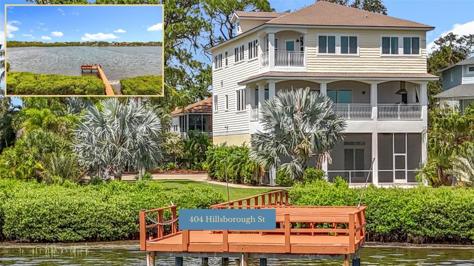 One or more photo(s) has been virtually staged. Experience the pinnacle of waterfront living in this custom-designed, three-story luxury residence in sought-after Palm Harbor, just steps from the scenic trails and natural beauty of Wall Springs Park. With over 3,600 square feet of thoughtfully crafted living space, this 4-bedroom, 4-bath pool home blends timeless design with everyday comfort and stunning views of St. Joseph Sound, offering direct access to the Gulf of America. Enjoy the added benefit of no HOA and low insurance costs, making this an even more appealing choice for coastal living. From the moment you arrive, you'll be captivated by the paver driveway, lush tropical landscaping, and rare 4-car tandem garage - a grand welcome into a home that truly has it all. The ground level features a stylish foyer, wood and iron staircase, and a private elevator accessing all floors. Just beyond, the resort-style pool and lanai offer a serene outdoor retreat surrounded by nature while maintaining privacy from your neighbors. The second floor serves as the heart of the home, showcasing an open-concept living space with wood-look tile flooring, a custom gas fireplace, soaring ceilings, and an abundance of natural light pouring through dramatic quadruple sliding glass doors. The spacious living room opens to a large south-facing balcony with panoramic views of the Sound - an entertainer’s dream complete with an outdoor kitchen and built-in grill. Whether you're enjoying your morning coffee or toasting the sunset, this space delivers unforgettable waterfront moments. The gourmet kitchen is beautifully appointed with granite countertops, stainless steel appliances, a large island with food prep sink, 2nd dishwasher, counter seating, custom cabinetry, and a walk-in pantry with built-in organizer. A cozy breakfast nook provides a casual dining option, while the formal dining room is perfectly positioned to take in expansive water views. A full bath and a charming social nook at the stair landing round out this level. Upstairs, the third floor is reserved for private living quarters. Rich hardwood flooring flows throughout, creating a sense of warmth and continuity. The primary suite offers vaulted ceilings, walls of windows, a generous walk-in closet, and a private balcony overlooking St. Joseph Sound. The luxurious en suite bath features dual vanities with vessel sinks, a jetted soaking tub with water views, and a walk-in shower with dual heads and a bench. Bedrooms three and four share a Jack-and-Jill bath, while bedroom two is adjacent to a full hall bath - ideal for guests, teens, or extended family. The third-floor laundry room includes a laundry sink, built-in cabinetry, and a utility closet for added convenience. Over 120 feet of waterfront allows for enjoying the local wildlife and includes a private dock that invites kayaking, paddleboarding, or launching your boat to explore the open waters. Pre-wired for a generator and connected to natural gas. This exceptional home offers a rare blend of architectural elegance, intuitive layout, and relaxed coastal living - just minutes from restaurants, shopping, and entertainment. Close to Wall Springs Park, the Pinellas Trail, and the charm of downtown Palm Harbor. A quick drive to Tampa International Airport. Newer construction and elevated living space make insurance affordable. Schedule your private showing today and discover the luxury of waterfront living at its finest.