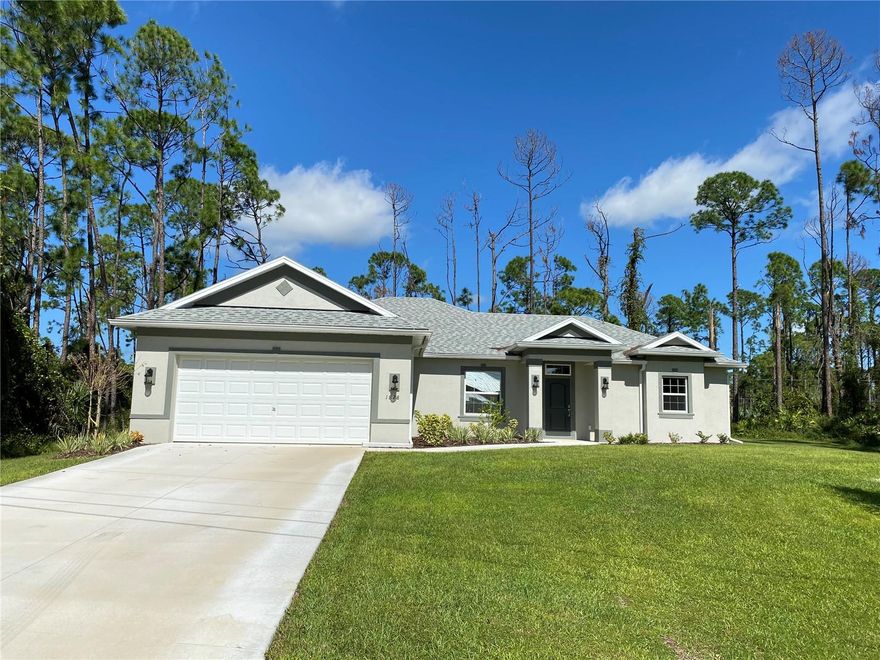 IMPROVED PRICING!  MOVE IN READY!! NEW CONSTRUCTION!! This 4 Bedroom Home has spacious rooms with an open floor plan. The Kitchen has Granite Countertops. Breakfast Bar compliments the Kitchen. Great room is in combination with the Kitchen as an open concept. There are Sliding Glass Doors from the Great Room which leads to the covered Porch. The split Bedroom plan has a Primary Bedroom which features a Walk in Closet and Primary Bath has a Walk in Shower, Double Sinks and a Garden Bathtub. 3 other spacious Bedrooms with central Hallway. The Home has a separate Laundry Room with Countertop and Cabinet space situated between the Kitchen and 2 car Garage.