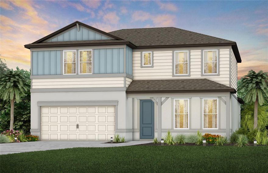Under Construction. Pulte is selling in Evergreen! Conveniently located near I-75 and I-4, enjoy an easy commute to Downtown Tampa, Brandon, and Lakeland. This vibrant community features thoughtfully designed landscapes, modern home designs, quality construction, and a family-friendly environment. Discover one of the most highly-sought after suburbs of Tampa Bay, where every home seamlessly blends with Florida's natural beauty.
This home has all the finishes you've been looking for. It features the perfectly planned Winthrop home design with an open-concept layout. The designer kitchen showcases a large center island, white cabinets, quartz countertops, a walk-in pantry, and Whirlpool stainless steel appliances, including a dishwasher, refrigerator, microwave, and range.
The bathrooms have matching cabinets and quartz countertops. The Owner’s bath features a walk-in shower, linen closet, and private commode. There is luxury vinyl plank flooring in the main living areas, flex room and owner’s suite, 18”x18” tile flooring in the baths and laundry room, and stain-resistant carpet in the bedrooms and loft. 
This home makes great use of space with a 1st-floor Owner’s suite, versatile flex room, oversized loft, walk-in closets in all the bedrooms, a convenient laundry room with Whirlpool washer and dryer, storage under the stairs, a spacious covered lanai and 2 car garage.
Additional features and upgrades cabinet hardware, faux wood blinds, and a Smart Home technology package with a video doorbell. 
Enjoy peace of mind with Pulte’s transferable, 10-year Limited Structural Warranty that covers materials and workmanship in the 1st year, workability of plumbing, electrical, HVAC, and other mechanical systems through the 2nd year, various types of water infiltration and internal leaks through the 5th year, and the structural integrity of the home through the 10th year. Plus, we’re currently offering limited-time incentives and below-market rates!