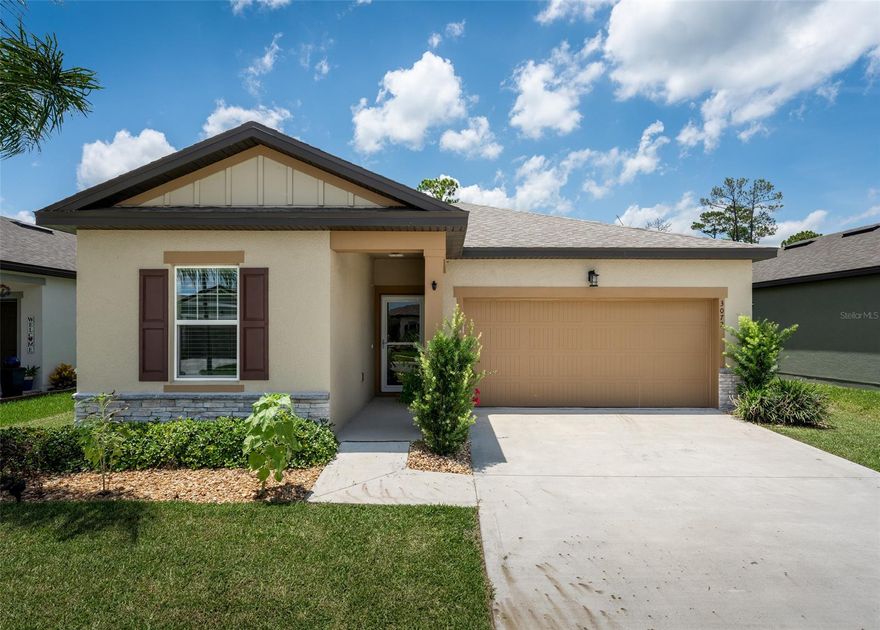 This beautifully maintained, move in ready home is located in the sought-after Coastal Woods community and is only minutes from the white sandy beaches of NSB and just 6 minutes from downtown shopping and dining! The Moonbeam floor plan, by Starlight Homes, boasts an open concept living and kitchen combo which features a kitchen island, granite countertops, stainless steel appliances and dark wood cabinetry.  As you walk through, you'll find updated luxury vinyl flooring installed by the owners that flows throughout the entire home.  This split floor plan home includes an owner's suite which includes an en suite bath, walk in shower and large walk in closet.  It has fantastic curb appeal with a large backyard looking out to a nature preserve, which will never be built on, giving you privacy and a beautiful view from the lanai. Enjoy time at home, or time with friends and family at the community pool, playground and pickleball courts! Make this perfect entertaining home yours today! All sizes are approx. All information deemed accurate but cannot be guaranteed, Call for your private showing! ;Water: City