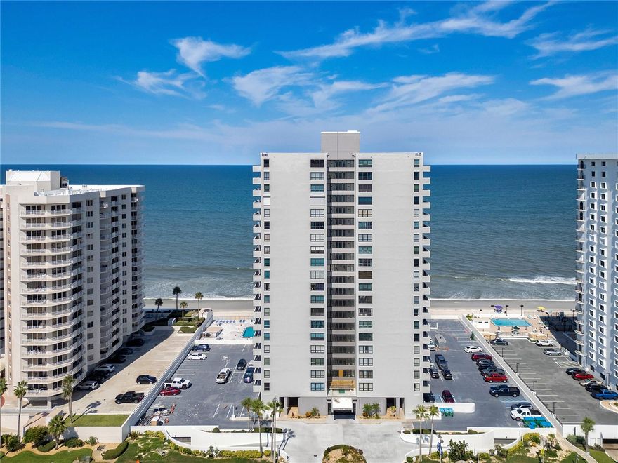 Welcome to coastal living at its finest! This fully furnished, beach front, beautiful 2-bedroom, 2-bath condo offers 1,062 sq ft of bright, open living space. Located in the heart of Daytona Beach Shores, this move-in-ready unit offers ocean views, a spacious balcony, and a functional layout. Oceans Five features 113 units over 21 floors (6 per floor) and offers resort-style amenities such as an oceanfront heated pool with a large sundeck, BBQ station, fitness center, social room, library, underground parking, guest parking, car wash area, storage cages, dedicated bike storage, community laundry room and more! This home is in a highly sought-after location with direct beach access, shopping, dining, and entertainment. Schedule your private showing today!