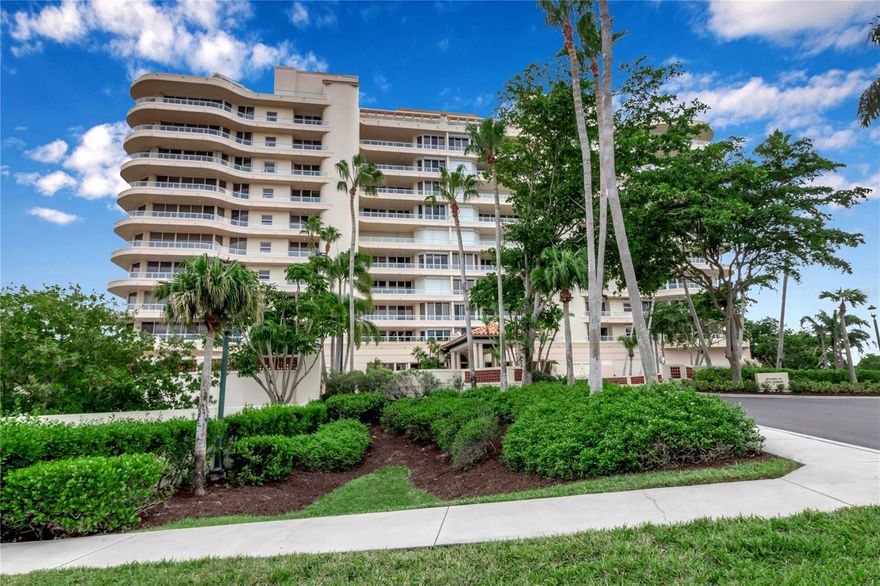 Your semi-private elevator provides access to the beautiful 7th floor condo with sweeping wide water views of Sarasota Bay and the Gulf of Mexico. At night, the views of the lights of downtown Sarasota and the Ringling Bridge are nothing short of spectacular.  Floor to ceiling windows and wrap around terraces provide unparalleled views of the sunrise and sunset over the bay and gulf. 

The unit has a large living area with panoramic views and a wrap around balcony. The master suite with balcony overlooks Sarasota Bay and has a large master bathroom with whirlpool tub and walk-in closet with built in cabinets. The second bedroom has fantastic views of North Sarasota Bay and the Gulf. It also has an En-Suite Bathroom and balcony. The unit comes with secured garage parking and a dedicated and secure storage space. 

Grand Bay is a luxury waterfront condominium complex on Sarasota Bay that is behind the gates of Bay Isles community.  Amenities include; 24-hour guard gate, two heated pools and spas, Har-Tru tennis courts, state-of-the-art fitness center and clubhouse.  

When you live in Grand Bay you automatically become a member of the Bay Isles Beach Club, which provides deeded beach access to residents. This private beach is equipped with restrooms, grills and picnic benches on the Gulf of Mexico. 

Optional membership is available at the Longboat Key Club which entitles members to club privileges, including;  golf, tennis, restaurants, spa, and yacht club.

Nearby shopping at the Bay Isles shopping center, along with the upscale dining and shopping at St. Armand's Circle, just a short drive away. 

This is a must see property.