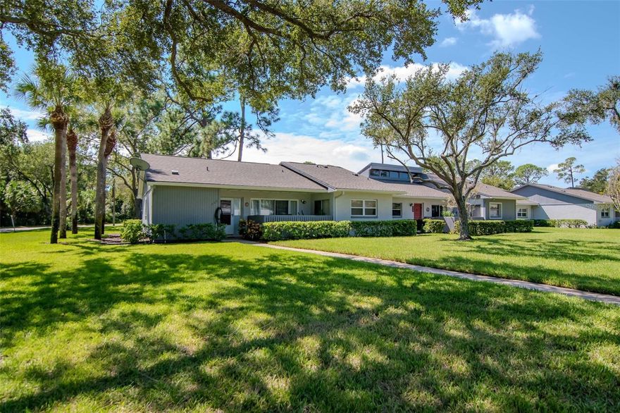 This desirable end-unit villa in exclusive East Lake Woodlands combines comfort, privacy, and an ideal layout for everyday living or entertaining. Featuring two spacious primary suites, each with its own ensuite bath and split floor plan design, the home provides excellent privacy for residents and guests alike. The open layout includes a welcoming family room, a dedicated dining room, and a bright eat-in kitchen with a generous pass-through bar—perfect for casual dining, entertaining, or extra storage.
A charming front courtyard offers an inviting spot for morning coffee or al fresco meals, while the expansive lanai, complete with removable windows, provides a versatile additional living space to enjoy year-round. Thoughtful storage solutions are found throughout, with ample closet space to keep everything organized.
Important updates include a roof replacement in 2021, an upgraded electrical panel in 2017 and a 2016 AC system. The HOA provides peace of mind with coverage that includes roof replacement, exterior painting, wood repairs, landscaping, lawn maintenance, irrigation, and fertilization.
Located within the highly regarded East Lake Woodlands, a premier gated golf course community, residents have access to optional membership opportunities that feature golf, tennis, swimming, fitness, dining, and social events. With its combination of thoughtful design, modern updates, and resort-style community amenities, this villa offers the perfect place to call your year round home or winter residence.  Don't delay.
