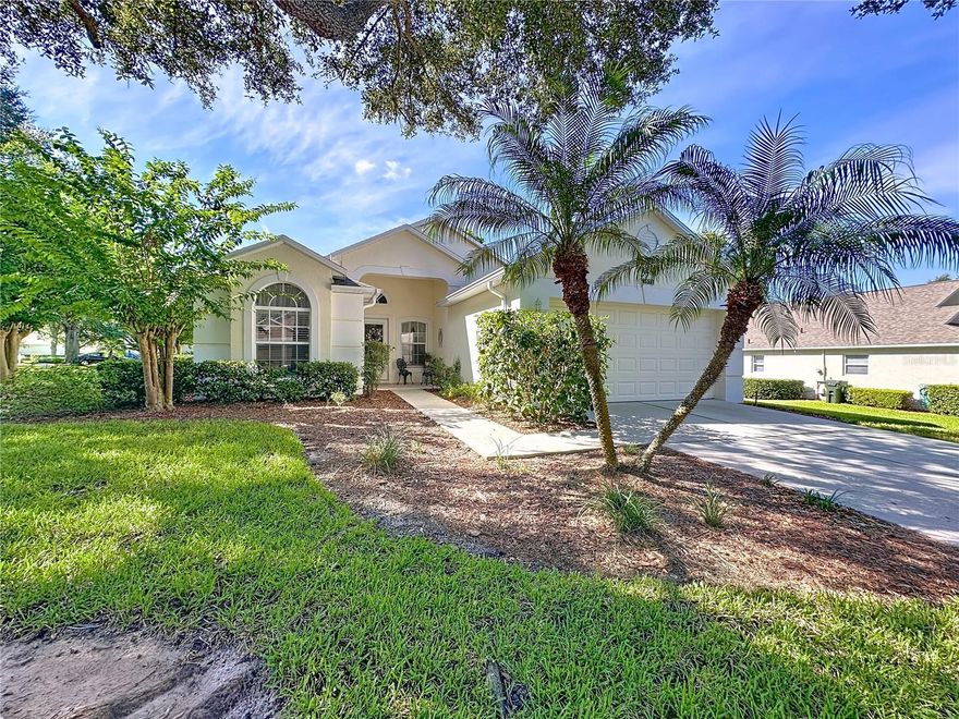 Looking for a golf and  water view- here it is.! Oxford model located on a large corner lot in 55+ gated Kings Ridge community. Roof replacement in Feb 2018,  new HVAC system in March 2021 and new water heater in Aug 2025.  All brand new kitchen stainless steel appliances in 2025. Home has 1745 heated SF with 2 BD/2 BA , den and a 2 car garage. The back lanai is enclosed. The primary bedroom has a large walk in closet. The primary bathroom has a walk in shower.. The back screen enclosure is great area  to relax and enjoy the the view. The electric awning makes for enjoyment year round when out in back patio.  There is a separate laundry room and washer & dryer remain.  Also the expanded area of the garage was made into a storage room.  Enjoy the Kings Ridge Royal life style in the multimillion $ clubhouse with 3 heated pools, spas, tennis & pickle ball courts, billiards, shuffle board, shows, Bingo, cards and clubs galore. The monthly maintenance fees include: lawn maintenance including trimming of shrubs, care of irrigation system & irrigation water, Spectrum for internet & cable TV, maintenance of roads and outside painting of home every 7 years.  Take your golf cart to the Kings Ridge Plaza where you can do your grocery shopping, banking or dine out..