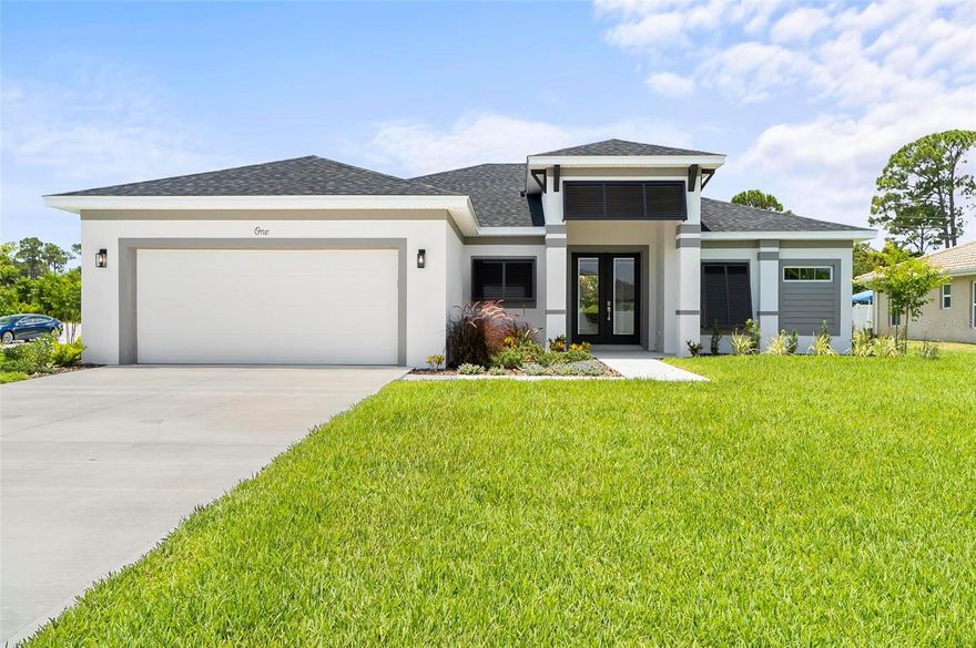 Lease-back opportunity available! Beautiful model home situated on a desirable corner lot in the highly sought-after Palm Harbor area. This bright and airy 3-bedroom, 2-bath home offers an open floor plan with comfortable living spaces and a welcoming feel throughout.

The spacious kitchen is the heart of the home, featuring abundant cabinetry, plenty of counter space, and a cozy eat-in area, all flowing seamlessly into the dining and living areas, perfect for everyday living and entertaining. The open living room feels light, inviting, and ideal for gatherings or relaxing at home.

The private primary suite offers generous space, a walk-in closet, and a beautifully designed en-suite bathroom complete with dual sinks, a walk-in shower with built-in bench seating, a linen closet, and a private water closet. The split-bedroom layout provides added privacy, with the guest bedrooms and secondary bathroom located in their own separate area of the home.

Additional highlights include a laundry room with built-in cabinets for extra storage, a well irrigation system to help maintain the lawn, and the quality finishes and thoughtful design expected in a model home. Conveniently located close to shopping, dining, golf courses, parks, and just a short drive to the beach. Ask about the possibility of building this same floor plan on another available lot. Schedule your private showing today!