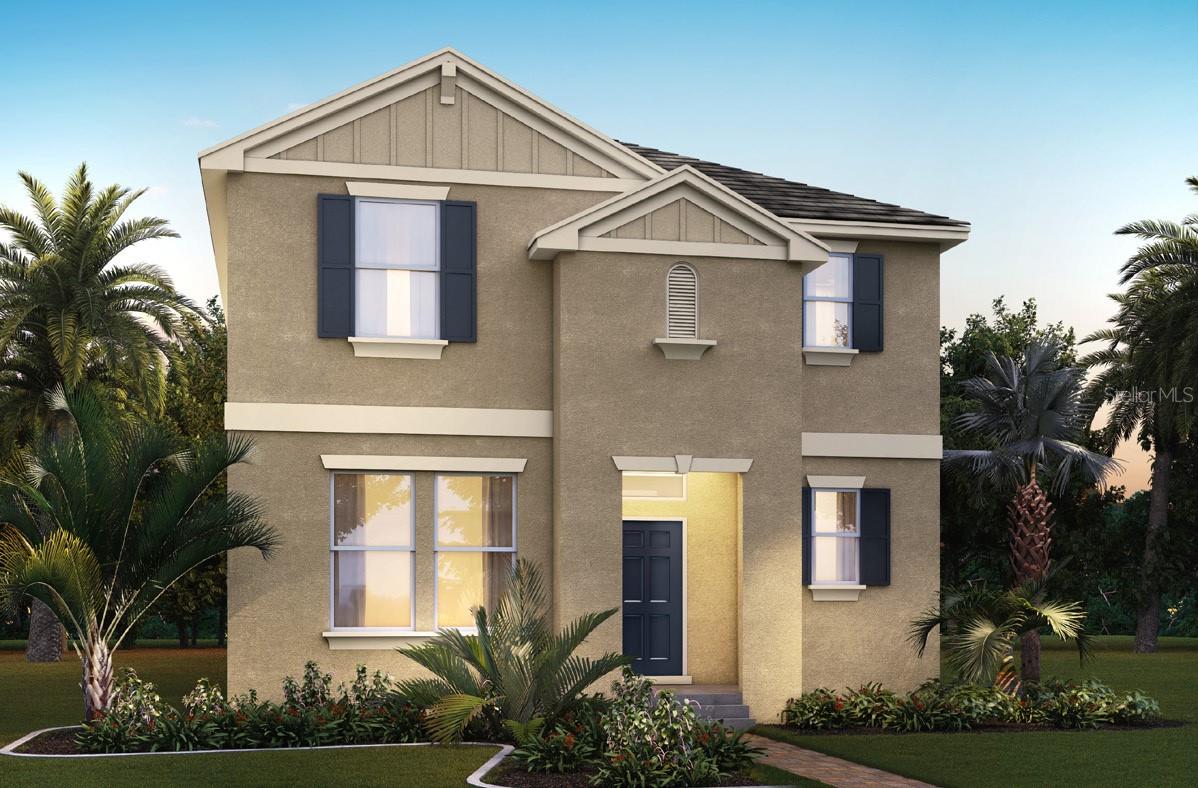 Under Construction. Waterleigh presents the Bellake. This amazing all concrete block construction single-family home features 3 bedrooms and 2.5 bathrooms optimizing living space with an open concept feel. The kitchen overlooks the dining and great room, while having view to the covered lanai outside. Ample windows and a set of sliding glass doors allow lighting into the living area. The well-appointed kitchen features an island with bar seating, plentiful cabinet and counter space and stainless-steel appliances, making entertaining a breeze. The first floor also features a flex room that provides an area for work or play and half bathroom. As we head up to the second floor, we are greeted with Bedroom one which includes a spacious walk-in closet as well as ensuite bathroom with double vanity. Two additional bedrooms share a second upstairs bathroom and linen closet for extra storage. Your laundry room is located on the second floor as well. This home features a two car garage located at the rear of the home complete with drop zone as you enter the home. Like all homes in Waterleigh, the Bellake includes a Home is Connected smart home technology package which allows you to control your home with your smart device while near or away.
*Photos are of similar model but not that of exact house. Pictures, photographs, colors, features, and sizes are for illustration purposes only and will vary from the homes as built. Home and community information including pricing, included features, terms, availability and amenities are subject to change and prior sale at any time without notice or obligation. Please note that no representations or warranties are made regarding school districts or school assignments; you should conduct your own investigation regarding current and future schools and school boundaries.*