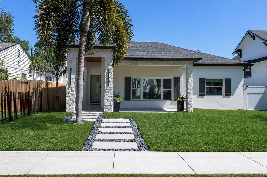 Built in 2024, this custom, single-level coastal estate in the heart of Crescent Lake delivers 4 bed/3 bath main living plus a fully self-contained 1 bed/1 bath ADU, oversized two-car garage, and a resort-style pool — outside of any flood zone. The home is engineered for durability and efficiency with block construction, spray foam insulation, owned solar, Smart Nest Thermostat, impact windows and doors, and two tankless water heaters. It's also thoughtfully designed to impress with 10-foot ceilings, vaulted living spaces, wide-plank wood floors, quartz countertops, an 8-burner gas range, and 12-foot sliding glass doors that open fully to the pool, paver patio and turf yard. All cabinets and built-ins are solid wood, custom-made and designed including white oak features. The first-floor ADU adds genuine flexibility — guest suite, rental income, or multigenerational living with its own entrance, fully equipped appliances (including washer/dryer) and parking. 
Safety features include keyless entries at front door, garage door, and ADU. Child safety locks on exterior doors – buyer’s choice to convey.
Even the home’s utilities provide premium differentiators:  the house has a new natural gas line for the cooking range, dryer, tankless water heater and pool heater (heats the pool in a fraction of the time). The electric panel is already built with capacity to add EV car charging.
Steps from Crescent Lake Park and minutes to downtown St. Pete, Beach Drive, and the Pier — this is a rare, move-in-ready home that offers more than you thought possible, without compromise. Experience it yourself by requesting a private showing. This distinct, custom home will not last long.