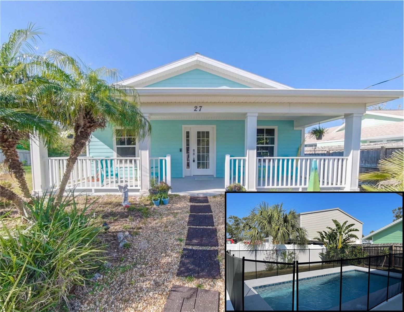 Cozy and newly renovated 3 bedroom, 2 bathroom home with completely fenced front & back yard with new heated in ground pool located in the unique oceanside community of Malacompra @ Hammock in Palm Coast. This charming home is nestled amongst the old oaks, and is located short walking, biking or golf carting distance to the beach and almost across the street from Bing's Landing state park & boat launch. Besides a beautiful sandy beach, there are miles Bike Trails and a park down the road as well as children play ground, basketball, valley ball, pickle ball & tennis courts where you can put your sportsmanship to the test! It is within walking distance to the beach (golf cart is provided for ease of going to the beach) and Bings Landing Marina where you can enjoy fishing, dining, kayaking and launching your boat on the ICW, and more when you are out exploring. You can also bring your RV or Camper there is a parking on the side with electric hook up to 50Amp.
Master bedroom has a King Sized bed and in suite master bath. Guest Rooms 1 has a queen sized bed and guest room 2 have 4 twin beds, to sleep 4. This property sleeps 8 people comfortably.