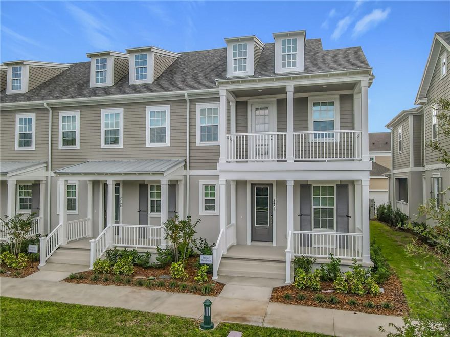 New Luxury Townhome in Celebration, FL, Corner unit. All porcelain tiled floors.
The Anastasia is a two-story end-unit home featuring 3 bedrooms, 2.5 bathrooms, 1,794 square feet, and a two-car attached garage, as well as a double terrace balcony on both the first and second floors. This unit has been upgraded with exquisite taste and luxury materials from the stairs to the cabinetry and throughout the flooring. The exterior facade has been upgraded with a second terrace balcony from the master bedroom, making this a unique home. The unit features 9’4” ceilings on the first floor and 9’ ceilings on the second. The open and airy layout enhances the sense of space and light throughout the area. The entire floor plan has porcelain tiles and goes through all the bedrooms and living areas. The gourmet kitchen includes stainless steel appliances, a gas service line to the range/cooktop, premium cabinets with quartz countertops, and a spacious island with a breakfast bar, perfect for entertaining. The primary suite serves as a private retreat with a dual-sink vanity and a generous walk-in closet. Enjoy indoor-outdoor living with a covered lanai on the main level and a second-floor balcony, ideal for soaking in Orlando’s year-round sunshine or hosting meals al fresco.
The unit is ready to move in, and for you to start enjoying being a resident of Celebration. Island Village has its own market center with restaurants and small shops, walking trails, and a highly rated new elementary and high school.
Call us for a private showing of this beutiful property.