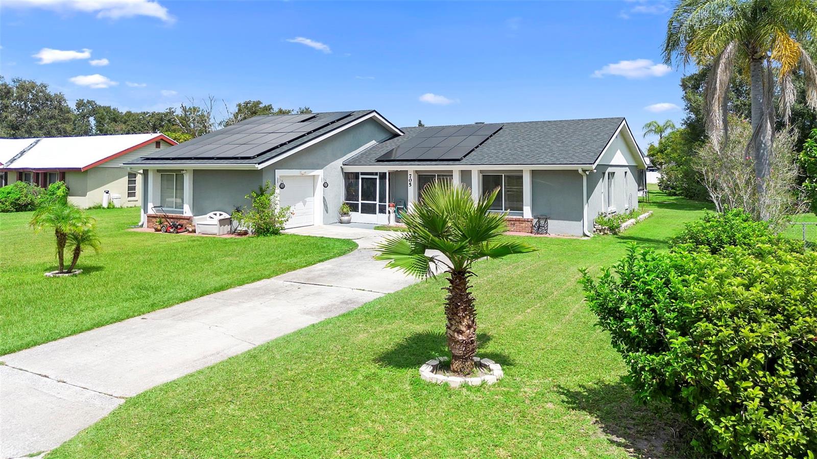 THE POSTED PRICE SERVES AS THE STARTING POINT FOR OFFERS. AGENTS - PLEASE VIEW REALTOR REMARKS IN THE MLS.
Bright and beautifully updated 4-bedroom, 2-bath pool home with a cozy fireplace and solar panels (TO BE PAID OFF BY THE SELLERS AT CLOSING), set on a tranquil cul-de-sac in a community full of benefits. Large windows fill the home with natural light, creating a warm and welcoming feel. The open layout features an upgraded kitchen with granite countertops, stainless-steel appliances, and modern lighting, connecting seamlessly to spacious living and dining areas with elegant wood-look flooring. The inviting fireplace adds charm, while four versatile bedrooms provide flexible space for family, guests, or a home office. The sparkling screened-in pool, covered lanai with ceiling fans, fenced yard, and storage shed create the perfect outdoor retreat. Recent upgrades—including a new roof, AC, and water heater completed in 2022—ensure peace of mind and low-maintenance living. The area offers a low HOA and valuable amenities such as a park, playground, pool, tennis courts, and more, with convenient access to shopping, dining, schools, Lake Marion, the Disney Wilderness Preserve, and Orlando’s world-famous attractions. This light-filled pool home combines comfort, style, and a desirable location—ideal as a primary residence or smart investment!
Please contact the listing agents to schedule showings.
Offers will be accepted through Thursday, October 2, 2025 at 2:00 pm.
AT SELLER'S DISCRETION, AN OFFER MAY BE ACCEPTED AT ANY TIME.
