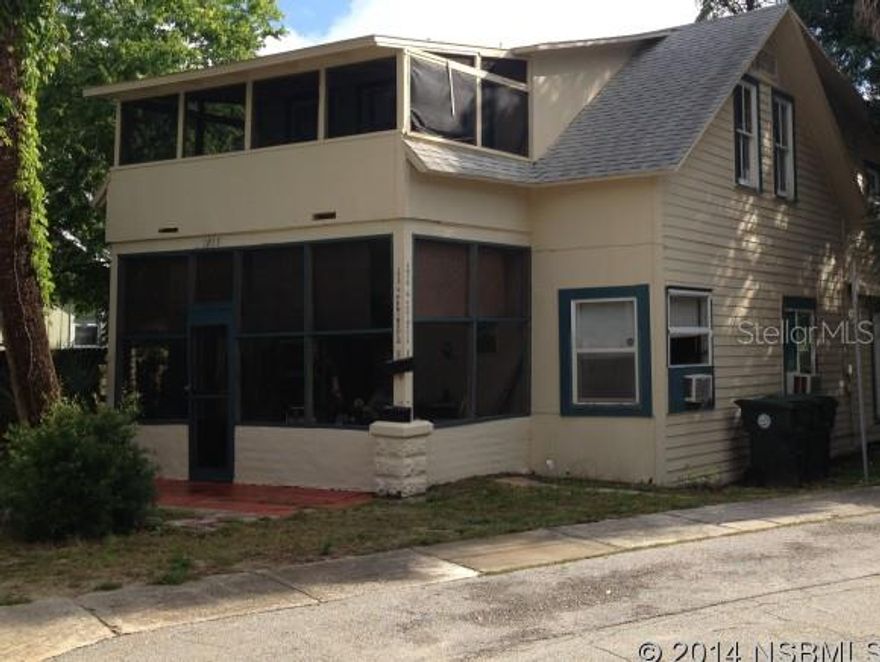 Duplex at the Beach in Daytona.  Corner lot with plenty of parking.  Lovely screen front porch invites you in to the first floor unit  complete with long term renter.  Upstairs has new paint and carpet. Leased on annual terms.  Roof is newer.  New tankless gas hot water heater.  Walk to beach, restaurants and shopping.  Assumable mortgage if qualified.  No Sunday Appointments...Minimum of 24 hours to see interior of units. Please drive by and do not disturb tenants before asking for appointments to go in.  Very old wood building with great income from long term tenants.