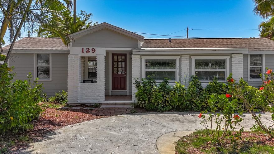This sweet cottage home is nestled between the Gulf and the Intracoastal Waterway. It's just 2 blocks to Sunset Beach, which is
located on the southern tip of Treasure Island. It's a beach lover's community straight out of a Buffett song. You will find uniquely
decorated houses, tiki huts, white sands and beachfront bars where bohemian attitudes prevail. This home is perfect for a vacation
home, weekend retreat, or Income producing property. It's been lovingly cared for by the current resident owner. Recent updates
include luxury vinyl flooring, all new appliances, custom cabinets, new interior doors, new electrical wiring and an updated electric
panel, newer windows and Hardie Board exterior siding. The home has an open floorplan, with two bedroom and one bath, the
second bedroom is currently doubling as an office. There is an extra walk-in closet off the kitchen that can be used as a pantry or
additional space for clothing. The back yard is fenced and could be the cutest outdoor living space with a little imagination. The roof
is in excellent shape and approximately 10 yrs. old. There is a one car garage with washer & dryer hook-ups. The paved circular
driveway and can park up to 3 cars, but public transportation is super close. Walking distance to restaurants, shopping, Publix and
the beach. This is the best value of a fully remediated home in Treasure Island.