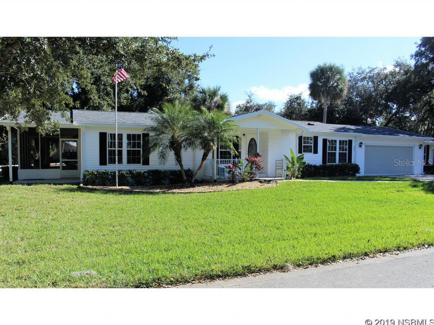 This stunning 2 bedroom, 2 bath home is nestled on an oversized corner lot and features a charming front porch, screened room with an adjacent covered patio, two car garage and an attached bonus room. The kitchen has oak cabinets, quartz countertops, vinyl flooring and a roomy pantry. This spacious home includes laminate flooring in all rooms except the kitchen and baths, a den, eat-in kitchen and more. The air conditioning unit, hot water heater and roof were all replaced in 2018.  The added insulation and thermopane windows with 3M film aid in lowering energy costs. This home is beautifully landscaped and includes a timed underground irrigation system. Lighthouse Cove is a one of a kind community where golf carts are a second means of transportation. Lighthouse Cove has a clubhouse, heated swimming pool, tennis/pickle ball courts, shuffle board courts, small boat launch for shallow water boats, riverfront recreational picnic area and boat/RV storage. Activities galore. Don't miss out. A great opportunity to live in paradise!!! All measurements are approximate. ;Water: City