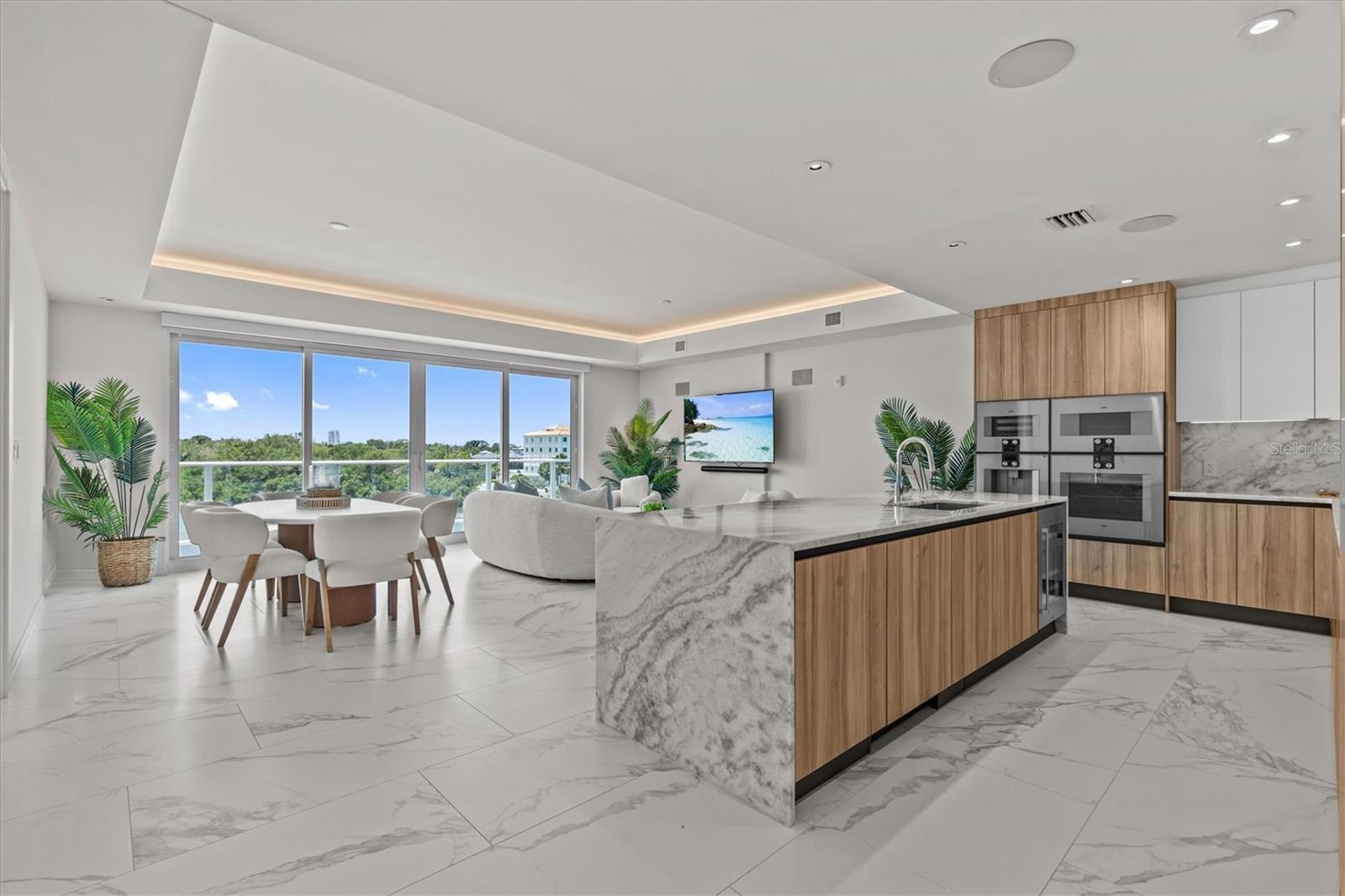 JUST LISTED for Rent at the renowned Serena by the Sea luxury condominium! Fully Furnished and Immediate Availability! Unit 310 is generous 1,833 SF south-facing third floor residence with additional 216 SF of outdoor living space with its private terrace overlooking the serene Stevenson Creek. This 2 Bedroom + Den, 3 Full Bathroom unit features upgrades galore - including upgraded "Pure" tile flooring throughout the interior, plus tiled terrace, ATMOSAIR, lighting upgrades throughout, LUX closet, Natural Stone countertops, spacious Kitchen island bar with waterfall edges, top-of-the-line Gaggenau kitchen appliances featuring the "Cube" with 30" wall oven, Speed Oven, steam oven, and coffee/espresso maker; plus dishwasher and French door refrigerator with Melamine panels, wine cooler, accent tiled wall and LED lit mirror in Hall Bathroom, Laundry Room Washer & Dryer and built-in cabinetry, and more. Dual sliding glass doors open from the Living & Dining Room to the large terrace creating a wonderful indoor-outdoor living dynamic. The spacious Owner Suite boasts full-length floor-to-head windows overlooking the water, a spacious walk-in closet with LUX built-ins, and en suite Bathroom featuring a floating double vanity and large frameless glass enclosed shower. The Second Bedroom has its own en suite Bathroom with glass enclosed shower, and a Bonus Den is perfect for guests or an office, with third Full Bathroom adjacent. Inquire to schedule your tour today!