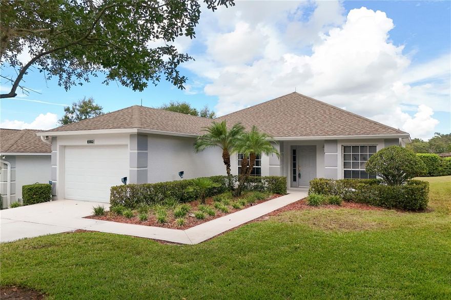 This Crown Model Features 2 Bedrooms, 2 Baths, Den and a Screened Patio.  Practical Upgrades—2018 HVAC, Roof 2014, Hurricane Shutters, Lightening Protection System Ensure Peace of Mind and a Seamless Move-In. NO Rear Neighbors, 7 to 10 Minutes to Publix, Hospitals, Restaurants, Fire Department, Medical Centers, Shopping Centers and Box Stores (Costco, BJ's, Walmart, etc.), 15 Minutes to Lake Louisa State Park, 27 Minutes to Turnpike, 35 Minutes to Disney, 45 minutes to the Orlando Airport, all the Everyday Conveniences You Need are Right Around the Corner. Kings Ridge Offers a 24-Hour-Guarded, Golf-Cart-Friendly Oasis Featuring 2 18-hole Privately Owned Courses Homeowner Dues Include a 24-hour Guard Gated Golf Community, Escrow Reserves, Cable, Complete Lawn Care Including Watering, Fertilization and Mulching and use of the Multi-million Dollar Clubhouse with its 3 Pools, 2 Fitness Centers and Tennis, Basketball, and Pickle Ball Courts. The Grand Ballroom hosts Plays, Dances and Movies while there are Craft, Billiard, Computer and Card Rooms along with a Library. The Home is Painted Outside every 6 Years. If You Don't Like Driving a Car You can take a Golf Cart to the Market, Bank or Dine. This Home Comes With a Transferable Termite Bond.