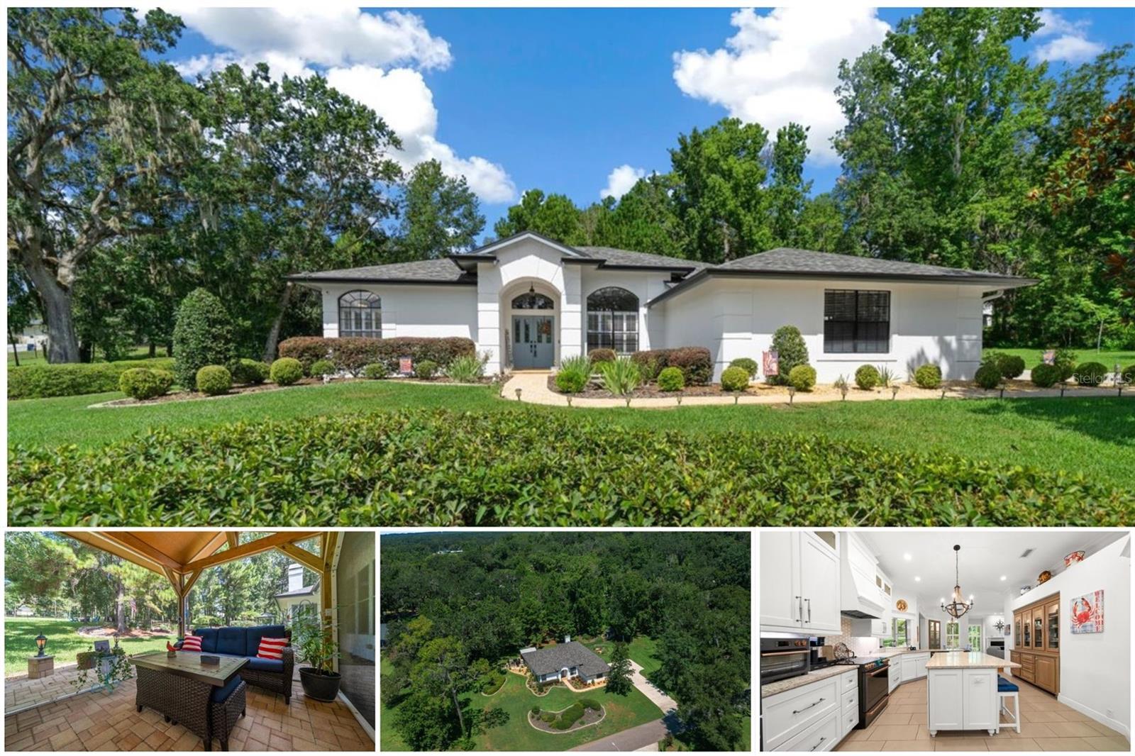 NOT YOUR AVERAGE HOME - HIGH-END upgrades and SMART updates on this ARTHUR RUTENBERG BEAUTY ON A 1.4-ACRE DOUBLE LOT WITH IMPACT WINDOWS, NEW 50-YEAR ROOF, AND A PRIVATE BACKYARD RETREAT WITH A SCREEN-ENCLOSED PAVILION AND GAZEBO. This high-end home has been impeccably maintained and thoughtfully upgraded. Located in the Dogwood Heights section of Brooksville Country Club this home truly checks every box. Thoughtful upgrades and timeless features make it move-in ready and built to impress. Love to cook? The FULLY RENOVATED KITCHEN is the heart of the home with CUSTOM SOLID WOOD CABINETRY, Italian tile flooring, QUARTZ countertops, marble backsplash, a custom hood, and GE CAFE appliances (2022) including a French door refrigerator. A large island, furniture-style built-ins, and upgraded copper hardware give it a truly custom feel. Inside you'll find 3 BEDROOMS PLUS AN OFFICE, elegant CROWN MOLDING, a tray ceiling in the formal living room, HARDWOOD FLOORS, and PLANTATION SHUTTERS with custom drapes. The family room with a WOOD-BURNING FIREPLACE is tucked away for cozy nights, while the formal dining room is perfect for larger gatherings. The PRIMARY SUITE is a dream with a CUSTOM WALK-IN CLOSET and a RENOVATED BATHROOM WITH SOAKING TUB, WALK-IN SHOWER, AND NEW VANITY. Two SPACIOUS GUEST BEDROOMS, both with BUILT-IN CLOSET SYSTEMS, share a RENOVATED GUEST BATHROOM. The backyard is a true private retreat with multiple spaces to enjoy. The SCREEN-ENCLOSED PAVILION is perfect for cozy seating and evening cocktails under the stars, while the 11'x17' open-air patio is ideal for grilling, hosting cookouts, or soaking up the Florida sunshine. Add the charming gazebo and a FULLY FENCED YARD, and you have a backyard designed for year-round Florida living. With a DOUBLE LOT, you can enjoy the extra space or split the rear lot for future potential. Enjoy PEACE OF MIND with a NEW 50-YEAR ARCHITECTURAL SHINGLE ROOF (2021), NEW SOD (2021), DUAL-PANE IMPACT WINDOWS (2012), 5-TON HVAC WITH UV FILTRATION (2022), NEW GUTTERS (2021), WIRED FOR GENERATOR, new exterior paint in 2016, SECURITY SYSTEM WITH CAMERAS, AND GARAGE DOORS REPLACED IN 2020. Also enjoy a 3 CAR GARAGE with oversized driveway for plenty of parking. All of this with LOW HOA FEES, NO CDD, NO FLOOD ZONE, and just minutes to historic downtown Brooksville, scenic golf courses, and local shops and events. YOU WILL WANT TO SEE THIS ONE IN PERSON!