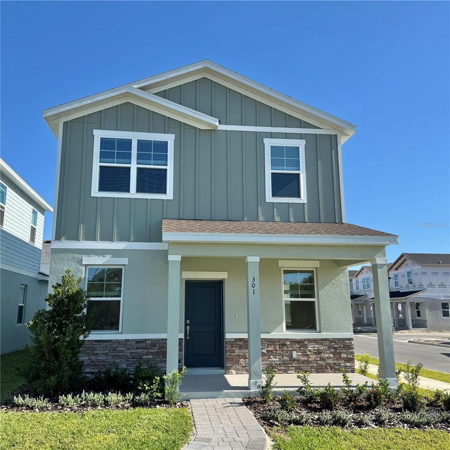 MOVE IN BY DECEMBER 15th, RECEIVE 50% OFF YOUR FIRST FULL MONTHS RENT.  Be the very first to live in this never-occupied 3 bedroom, 2.5 bath single-family home with a spacious two-car rear-entry garage featuring a brick paver driveway. The moment you walk in, you’re greeted by a bright, open layout that makes the entire downstairs feel fresh and inviting. The living and dining areas flow seamlessly into a modern kitchen with sleek white cabinets, white granite countertops, abundant storage, and a convenient breakfast bar. A downstairs half bath adds extra ease for guests.  Upstairs, all bedrooms are thoughtfully located along with a versatile loft that works perfectly as a home office, playroom, or TV room. The primary suite includes a walk-in closet, double sinks, and a glass-enclosed shower. The second full bath offers double sinks and a tub. Perfectly positioned near Gemini Springs, the SunRail station, the Central Florida Zoo, and Highway 17-92, this home delivers both comfort and convenience in a desirable location.