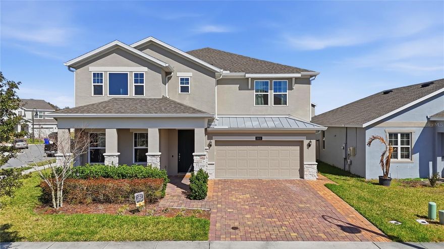 Welcome to your dream home in the highly sought-after community of Hanover Lakes! This stunning five-bedroom, three full bathroom residence offers the perfect blend of comfort, space, and Florida lifestyle living. Designed with entertaining in mind, the open-concept floor plan seamlessly connects the spacious kitchen, dining, and living areas—creating an inviting atmosphere for gatherings both large and small. A separate den/office provides the ideal space for working from home, studying, or creating a quiet retreat. Upstairs, you’ll find a generous bonus room perfect for game nights, movie marathons, or a playroom—offering flexible space to fit your needs. Each bedroom is thoughtfully designed to provide comfort and privacy for family and guests alike. Step outside to your backyard oasis featuring a charming pergola, relaxing swing, and cozy fire pit—perfect for enjoying peaceful evenings under the stars. Even better, the neighborhood offers a resort style pool and splash pad alongside direct lake access to the renowned Alligator Chain of Lakes, giving you endless opportunities for boating, fishing, and waterfront fun, right from home! This beautiful home boasts upgrades including a widened driveway, water softener system, six garage ceiling racks, double French glass doors on the den, 240 Volt outlet in garage for electric car charger, rain gutters, and a vented microwave to the outside. The garage is larger than a normal 2 car garage and provides ample space to pull a boat into it! This is more than a house—it’s a lifestyle. Don’t miss your chance to own a slice of paradise in Hanover Lakes!