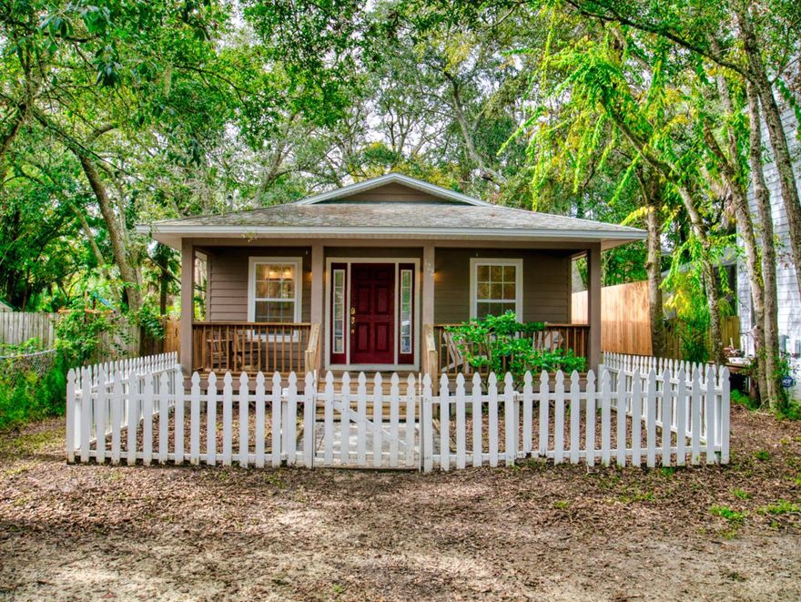 GREAT SAINT AUGUSTINE LOCATION! This charming home is located in the heart of the historic Lincolnville neighborhood of downtown Saint Augustine. Just a short distance from local cafés, quaint shops, art galleries and beautiful parks. Retaining the historic shell of the original 1930’s structure, this 3 bedroom/2 bath home was completely renovated in 2006 and is named Christian’s Keep after the owner’s son. It features an open and practical floor plan with all the modern upgrades and conveniences for today’s lifestyle while keeping the charm of old Saint Augustine. Recent upgrades include an energy efficient heat pump in 2020 and new water heater in 2019. The interior of this home is bright, spacious and airy with its open floor plan, vaulted ceilings and beautiful engineered hardwood flooring. The attention and care put into the renovation shows in details such as the vintage claw-foot tub and period tile work in the guest bath, large walk-in tiled shower and dual vanities in the master bath, built-in bookcases in the living room and French doors off the master suite leading to the back deck. The open kitchen/dining/living area is perfect for entertaining and French doors lead from the dining area onto a deck in the privacy-fenced back yard. The tree shaded lot provides plenty of cool shade in the warm Saint Augustine summers making the covered front porch such a relaxing retreat at the end of your day. The home is uniquely situated deep on the lot providing off street parking for multiple cars - a luxury in downtown Saint Augustine! This property is offered furnished and has been a profitable vacation rental for several years. If you are looking for an investment property, this home is turn-key and ready to go. If you are looking for your next residence or vacation home, you will love this beautifully renovated home and great location. Saint Augustine is a vibrant city with so much to offer. For St Augustine living at its finest, Christian’s Keep is a must see. ;Water: City