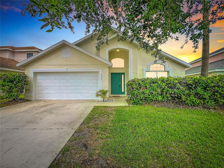 One or more photo(s) has been virtually staged. Welcome to Hunters Creek, where you can enjoy waterfront living in the Vistas of Hunters Creek. This attractive waterfront home is situated on a prime lot, offering four bedrooms and two bathrooms, plus a spacious pool. Inside, you'll find a walk-in closet with ample storage and a primary bathroom featuring both a separate tub and shower as well as generous counter space. The layout includes a living room, family room, dining area, and an eat-in kitchen with a working center Island. Sliding glass doors from the family room open onto a large screened in patio with a refreshing pool and waterfront views. Additional features include a two-car garage with automatic opener, a laundry room equipped with a washer and dryer, and access to community amenities like parks, playgrounds, dog parks, a clubhouse, nature walking paths and more. We are so conveniently located near shopping, restaurants, major highways, major theme parks, and the airport, this home is truly a must-see. So please contact us today to schedule your personal tour—this opportunity won't last!