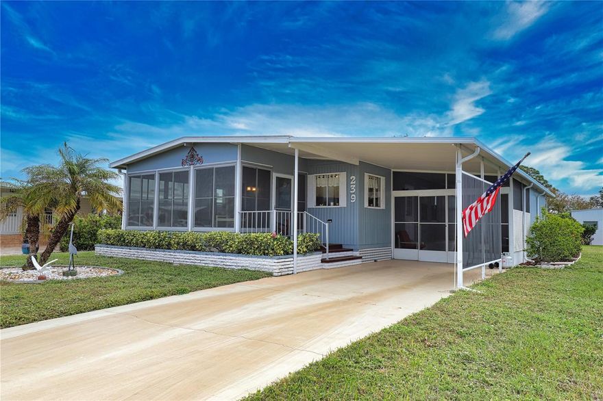 Don’t miss your chance to enjoy paradise in this charming home nestled on a quiet street in a vibrant 55+ community.  From the moment you drive up to this home you’ll want to stay!  The kitchen, dining room, living room, have a very open feel that makes it perfect for entertaining friends and family.  The Florida Room is large with ceramic tile floor and lots of windows to enjoy your morning coffee or evening beverage.   The primary bedroom and ensuite bathroom are spacious with a walk-in closet.  The guest bedroom is also sizable with the guest bath right across the hall.  Newer appliances, exterior and interior paint, vapor barrier, window treatments & sliders with screens in the lanai and the AC is 5 yrs. old.  Home is being offered turnkey.   

La Casa boasts 974 homes nestled among a variety of native trees with spacious common grounds surrounding our eight lakes. Our lots average a generous 60' by 80'. The ultimate lifestyle on Florida’s Gulf Coast is located between Sarasota and Fort Myers and is a boater's dream with access to the Gulf of Mexico. It is convenient for shopping, sightseeing, golfing, fishing, and boating, as well as all the culture and elegance the Southwest Florida area is noted for. Residents and visitors enjoy the warmth of Southwest Florida winters in a relaxed and unhurried environment far removed from the hustle of Florida’s east coast. You’ll be surrounded by mature lush landscaping which demonstrates the utmost level of care our property receives from residents and management. La Casa may have the best pools in the area. Our crown jewel is an extremely large, 40 X 60-foot swimming pool that is kept at a perfect 87 degrees. Our smaller 20 x 40 pool is quietly nestled between the clubhouse and the Activity Building. Both pools have adjacent hot tubs which are ideal for soaking muscles that are tired from golfing or tennis. Wireless Internet (Wi-Fi) is available at the Clubhouse, Activity Building, and Recreation Hall area where these pools & spas are located, so you can catch some rays while you catch up on your email! Sound enticing? La Casa is a friendly, family community. You will be away from the hustle and bustle except when you want to be part of it. Come for a visit to this self-contained oasis and see for yourself why La Casa is the ultimate destination for both snowbirds and year-round residents!