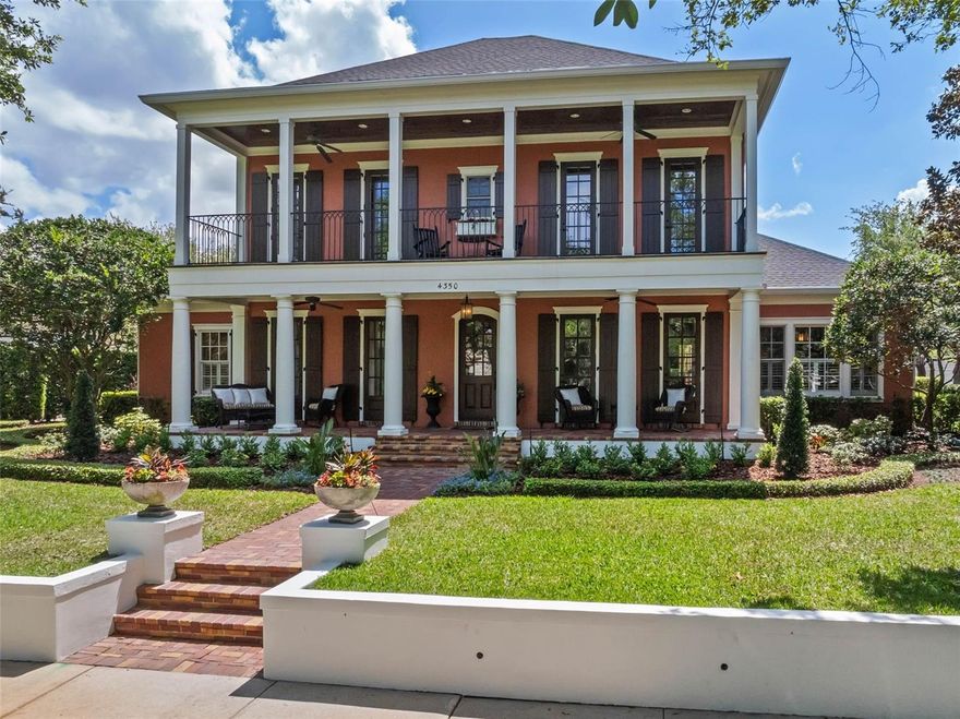 Nestled in the heart of Orlando's prestigious Baldwin Park, featuring one of the area's most coveted addresses. This exquisite Rex Tibbs custom residence seamlessly combines coastal sophistication with timeless elegance, offering an unparalleled living experience. Step inside to discover a meticulously crafted 4 bedroom, 4 bath home that boasts over 3800 square feet of finely appointed living space. Every detail has been thoughtfully designed to cater to both comfort and style. The expansive floor-plan showcases soaring ceilings, rich hardwood floors, and custom finishes throughout, creating a warm and inviting atmosphere. The gourmet kitchen is a chefs dream, featuring a gas 6 burner wolf range, top of the line stainless steel appliances, a large center island, sleek granite countertops, and an abundance of cabinetry for both functionality and flair. Whether you're preparing a casual meal or hosting a lavish dinner party, this kitchen will impress even the most discerning culinary enthusiast. The grand living and dining areas offer seamless flow, perfect for entertaining. Triple french doors open to a private outdoor oasis lusciously landscaped with a spacious covered patio, pool/spa, ideal for relaxing or entertaining guests. The first floor primary suite is a serene haven, complete with a large walk-in in closet, spa-inspired en-suite bathroom, offering dual vanities, a soaking tub, and a walk-in shower. Each additional bedroom is generously sized and include thoughtfully designed closet spaces. The home's functional layout also features a dedicated office space, perfect for working from home, and a large bonus room that can easily adapt to your lifestyle needs. Additional highlights include New Roof, AC units approx 2017, a two car garage, parking pad, and a laundry room with built-in cabinetry. Living in Baldwin Park offers a vibrant, walkable lifestyle, with scenic parks, trendy shops, and gourmet dining all just moments away. Experience luxury living at its finest in a location that combines convenience with charm.
