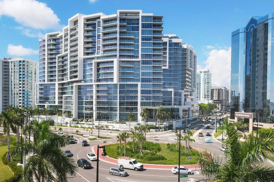 Sold data only. The contemporary design of VUE Sarasota Bay creates the ideal address for year-round or seasonal waterfront living. Each unit provides an extraordinary waterfront lifestyle of breathtaking vistas of Sarasota Bay, Marina Jack, Big Pass and the Gulf of Mexico! Iconic architecture designed by the internationally recognized architecture and planning firm Nichols Brosh Wurst Wolfe & Associates Inc. highlights floor-to-ceiling glass walls, free-flowing rooms and spacious terraces that create a seamless integration of interior and exterior living. This unit enjoys 10-foot, full-height sliding glass doors and windows. Enjoy smart home capabilities including motorized shades, lighting controls on your phone and audio controls in the main living room. The gourmet kitchen is adorned with coffered ceilings and a complete JennAir stainless Euro-style appliance collection including 42-inch built-in refrigerator, 36-inch electric cooktop with 36-inch stainless steel canopy hood, 30-inch built-in microwave and convection double oven, and dishwasher. As for the building, rest assured convenience are priorities at Vue Sarasota Bay. Residents enjoy 7,000 square feet of extraordinary interior amenities including a state-of-the-art fitness center, well-appointed formal lounge, large club room, daily coffee station, club bar, catering kitchen for special events, business center, management offices, resident board room, valet station and concierge desk. With 24-hour security, select concierge services and valet parking available from 7 a.m.-11 p.m. daily, you'll have peace of mind knowing every aspect of your comfort is taken care of. The beautiful pool deck overlooks Marina Jack and is the place to relax or catch up with friends. You can expect to enjoy a heated pool, spa, several private seating areas with fire pits and multiple gas grills. VUE Sarasota Bay fosters a sense of community and exceptional staff at VUE are always on hand to ensure your needs are met. When it comes to selecting your next building to call home, understand that Vue Sarasota Bay has all the amenities that you would want in a Florida condominium building. VUE is designed like a fortress and was constructed with reinforced concrete beams, has been fireproofed and was built on pilings that were drilled deep into the ground for extra added stability and security. The lobby and guest parking spaces are elevated 20-plus feet above the base sea level. This unit enjoys two assigned parking spaces, one on the plaza level and one on the second floor, which means your vehicles will be secured and elevated over 30 feet from sea level. Opportunities like this are rare, as units at the Vue Sarasota Bay are highly sought after. Don't miss out on the chance to make this exceptional property your own.