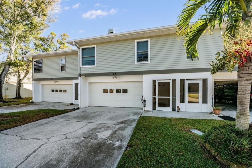 Affordable homeownership opportunity in Tarpon Springs! This 3-bedroom, 2-bath, two-story townhome with a 2-car garage is located in a small well-maintained community, making it ideal for home buyers seeking space, value, and low-maintenance living. The home features an open floor plan with high ceilings and a split-bedroom layout, offering both functionality and privacy. An approximately 800 sq. ft. addition (not included in tax records) provides valuable extra living space, perfect for a second family room, home office, or play area. That's an added bonus rarely found at this price point. Recent updates offer peace of mind and help keep ownership costs down, including new double-pane windows, AC replaced in 2024, roof replaced in 2021 and a bathroom remodel completed in 2024. Residents enjoy low maintenance living with access to a community pool and a convenient location near the Pinellas Trail, ideal for walking, biking, and enjoying the Florida lifestyle.