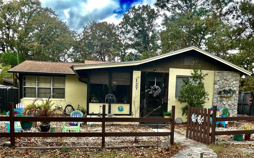 Welcome to your dream home at Summer Trees West! Nestled on a spacious corner lot, this charming residence welcomes you with a serene outdoor ambiance & great curb appeal.  Fabulous covered & screened-in front porch. Featuring majestic overhanging oak trees. This 3-bedroom, 2-bathroom haven is tailor-made for those seeking a tranquil retreat. As you step inside, you'll be greeted by a thoughtfully designed layout, boasting a separate dining & living area that provides a perfect balance of coziness & functionality. The layout of this home offers two independent patios, fenced in for privacy for primary suite. Second screened in patio has private entrance from both guest rooms and to its own backyard for added privacy. Gorgeous granite countertops in the kitchen, stainless steel appliances, breakfast bar, & a large Florida room for extra comfort. Have peace of mind with Roof 2021, Leaf filter 2022, Washer/Dryer-1yr, Stove, Microwave & Dishwasher less than 2 yrs old. HOA fee includes Cable/Internet & lawn care.   Enjoy activities at pool and Club house; walk, jog or bike around the many miles of trails.Summer Trees West is a 55+ Community. Experience comfort and convenience with  offering an ideal space to relax and enjoy the natural beauty that surrounds this home. Living room fan does not convey. All Information,photos and measurements are deemed to be accurate but must be verified.