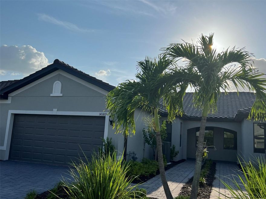 Step inside this beautiful BRAND-NEW villa located in the newly constructed gated resort-style community of Talon Preserve within the highly desired Palmer Ranch. The community amenities are completed and open; the pool-side restaurant/bar to be open soon. The Seagrove has an open flow as the large living room with connecting dining area move smoothly into the gorgeous kitchen with a lovely tile backsplash, Whirlpool appliances and a Moen pull-out faucet, making this area both stunning and functional.  Your kitchen has ample seating with plenty of room for entertaining.  There are 4 ceiling fans throughout, in the main living space, master, second bedroom and the flex room. The large master suite offers a spacious closet as well as a large master bath with double sinks and a walk-in shower. There is a second bedroom with direct access to a second full bath.  This floorplan also has a flex/bonus room off the foyer that has two windows and double French doors which could be used as an office, extra sitting room or the 3rd bedroom. This home has lots of storage space (including a "coat closet", pantry and lazy Susan), a laundry room with washer and dryer and a 2-car attached garage.  Community amenities include a full restaurant, rock waterfall pool, spa, club room, fitness center and tennis courts, etc. The resort style heated pool has a beach entry, spa and has covered cabanas around the pool for lounging. You are also very close to the Legacy Trail which has miles of paved biking and hiking trials to enjoy. Near I-75 and US-41, Talon Preserve on Palmer Ranch is convenient to all that Sarasota has to offer. Enjoy shopping and dining at nearby St. Armand's Circle, The Mall at University Town Center, or explore the boutique shops and local fine dining of Downtown Sarasota. Take in the fresh ocean air at one of the several beaches just minutes away including the famous Siesta Key Beach or catch a show at Van Wezel Performing Arts Hall. From kayaking, boating, golfing to beachcombing you'll find endless ways to stay active and have fun minutes from home. Enjoy sunsets on your west facing patio without worrying about any lawn-work, landscaping or maintenance as they are all included.