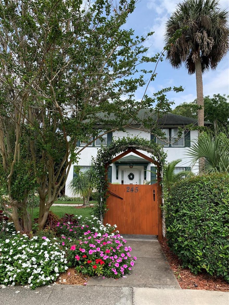 DELAND: THIS IS A MUST SEE! Close to downtown Deland, America's award winning Mainstreet! This corner lot has amazing curb appeal and a meticulously manicured front yard. Step into the home bursting with character and detail in the light filled rooms. Warm wood floors greet you, a flowing floor plan is perfect for entertaining. Home has 2 bedrooms / 1 bathrooms, a large Studio and oversize storage room w/ shelving and drawers and access to the attic upstairs. The downstairs bedroom is currently being used as an office. It has double doors that can be shut for privacy and features tons of storage space! The kitchen connects to the dining room and just off of the kitchen is a door to the backyard and a half bathroom. The backyard is small but still offers a great spot to sit at the picnic table and watch the birds eat out of the bird feeders and enjoy the shade from the trees. The detached one car garage makes for great extra storage or work shed! Don't miss out on this one of a kind property in very convenient location close to downtown. Make your private appointment today. ;Water: City