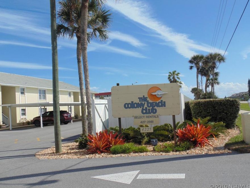 Lovely second floor beachside condo with fabulous pool and ocean views.  This condo comes fully furnished with tiled floors and brand new carpet in the bedroom. Freshly painted interior walls. Sunny dining room opens to living room.  Balcony has storage closet with brand new stacked washer and dryer.  New HVAC system!  Colony Beach Club offers 2 full-sized pools (one HEATED), direct access to the beach, 2 BBQ areas and one covered parking space. There is extra storage for beach chairs, etc plus a large storage closet in the condo!  Close to shopping, Flagler and the BEACH! ;LocationDescription: Condo ;Water: City