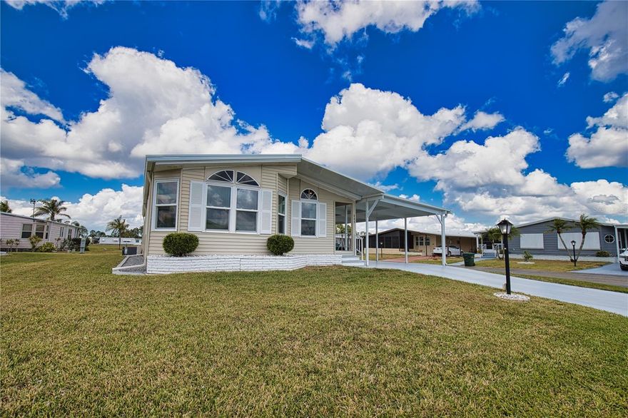 Discover the essence of Florida living in this captivating home! Tucked away on a serene street in a vibrant 55+ community, this is your golden opportunity to embrace the Florida dream. As you step inside, you'll be welcomed by a spacious living and dining room combination, bathed in natural light thanks to an abundance of windows that create a warm and inviting atmosphere. Flowing seamlessly from the dining room, the sizable kitchen beckons you to create culinary delights, while the charming breakfast nook—complete with a built-in desk—provides an ideal space for your home office needs. Retreat to the generous primary bedroom, featuring double closets and a beautiful ensuite bathroom with double sinks, plenty of cabinets, and a luxurious walk-in shower, ensuring your comfort and relaxation. Your guests will feel right at home in the cozy second bedroom, conveniently located near an additional bathroom just down the hall. For added convenience, a dedicated laundry room enhances everyday living, leading you to a delightful bonus room. This sunlit space, surrounded by windows, is perfect for entertaining friends and family or unwinding with your favorite show. Recent updates amplify this home’s appeal, featuring a brand-new shingle roof (2024), a modern A/C unit (2023), sparkling new windows (2023), and a freshly constructed lanai,
shed, and carport (2023). Don’t miss your chance to call this enchanting property your own. Golf Cart available for a separate purchase.   The Community of La Casa, where 974 stunning homes are elegantly nestled among a tapestry of native trees, offering a serene escape surrounded by spacious common areas and eight picturesque lakes. Our generous lots average an impressive 60 by 80 feet, providing ample space for your dream home. Perfectly situated between Sarasota and Fort Myers, La Casa embodies the ultimate lifestyle on Florida’s Gulf Coast—a true boaters paradise with direct access to the breathtaking Gulf of Mexico. Enjoy the convenience of nearby shopping, exciting sightseeing, world-class golfing, and abundant fishing and boating opportunities, all while indulging in the rich culture and refined elegance that Southwest Florida is celebrated for. As you immerse yourself in the warmth of Southwest Florida’s winters, you’ll find yourself in a relaxed and unhurried atmosphere, far removed from the hustle and bustle of the east coast. Our community is adorned with lush, mature landscaping that reflects the loving care both residents and management dedicate to preserving its beauty. At La Casa, you’ll discover some of the finest pools in the area. Our crowning jewel is a magnificent 40 by 60-foot swimming pool, maintained at a perfectly inviting 87 degrees. Just a short stroll away, you’ll find our cozy 20 by 40-foot pool, nestled charmingly between the clubhouse and the Activity Building. Both pools feature adjacent hot tubs, ideal for unwinding after a refreshing day of golf or an invigorating game of tennis. Stay connected while basking in the sun with our complimentary wireless Internet (Wi-Fi), available at the Clubhouse, Activity Building, and Recreation Hall. Whether you’re catching some rays or catching up on emails, La Casa has it all. Does this sound appealing? La Casa is not just a community; it’s a welcoming family-friendly haven.